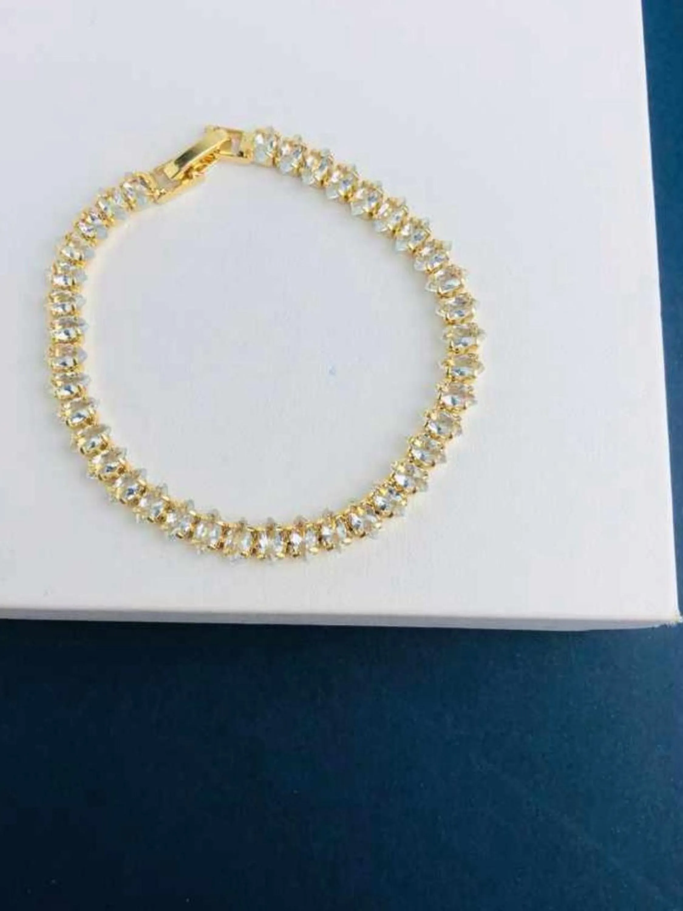 Pulseira Zircônia Navete Banhada