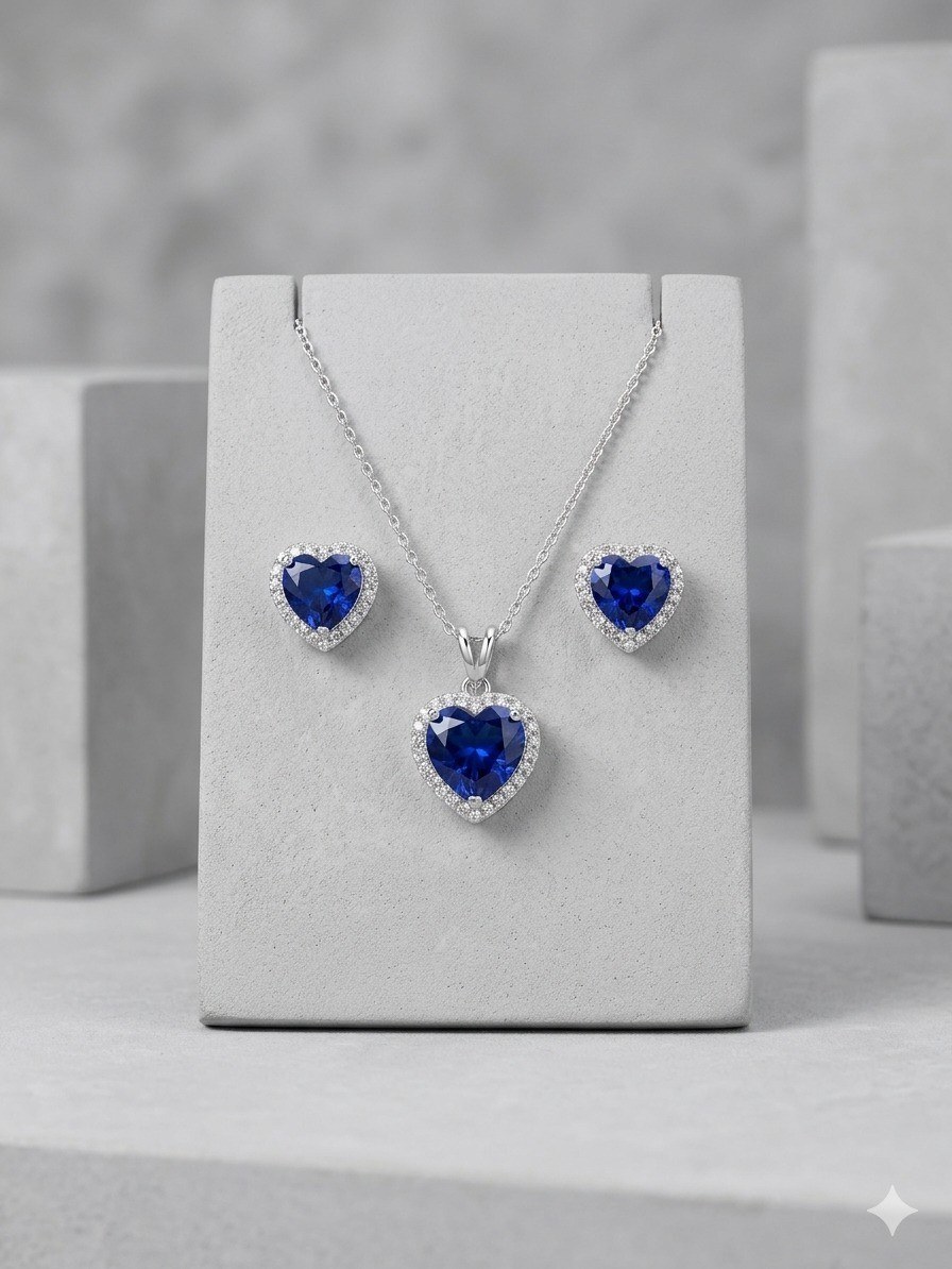 Kit Colar e Brinco Coraçao Minimalista Banho Prata