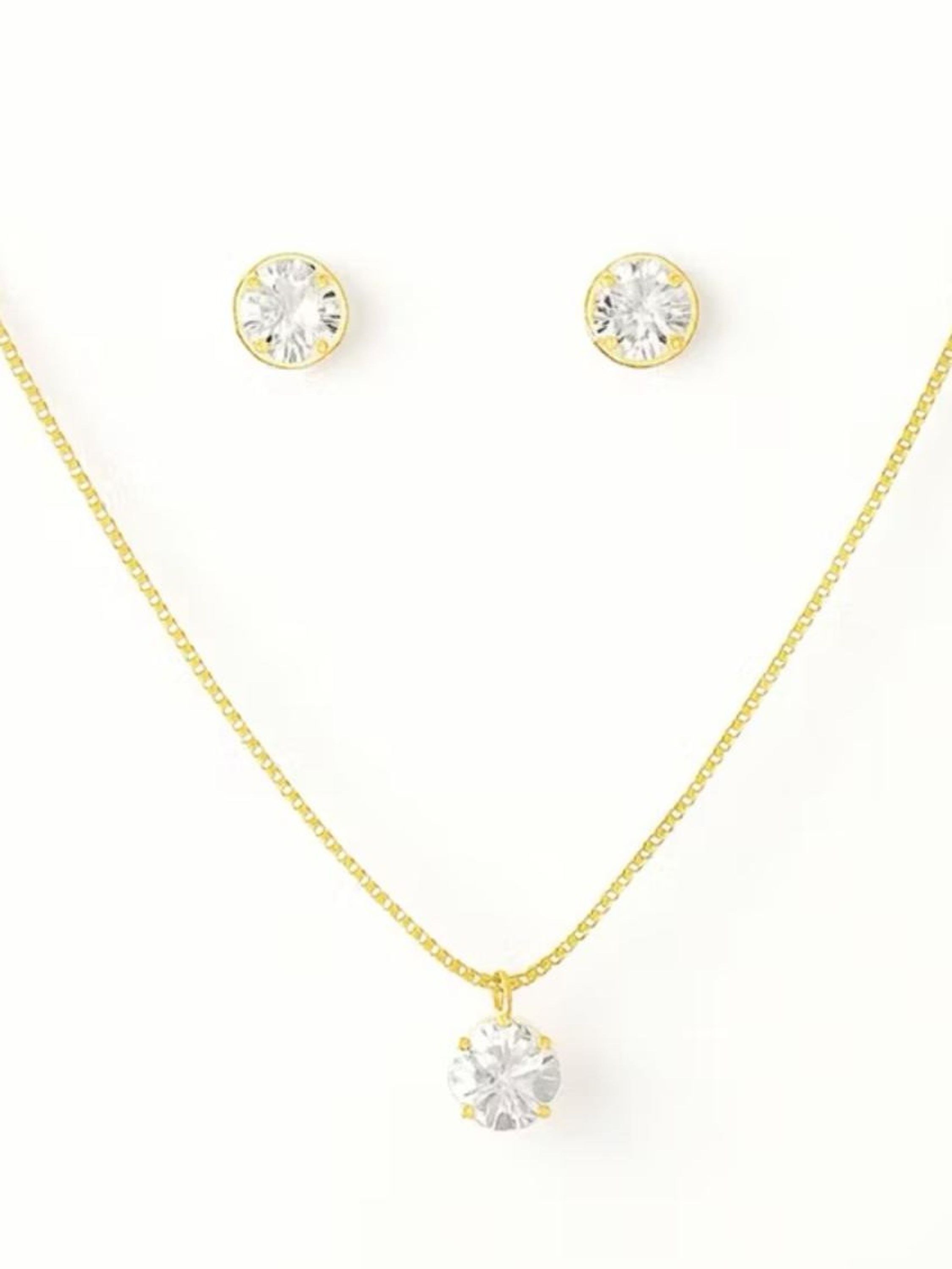 Kit Colar e Brinco Ponto de Luz Banhado Antialérgico