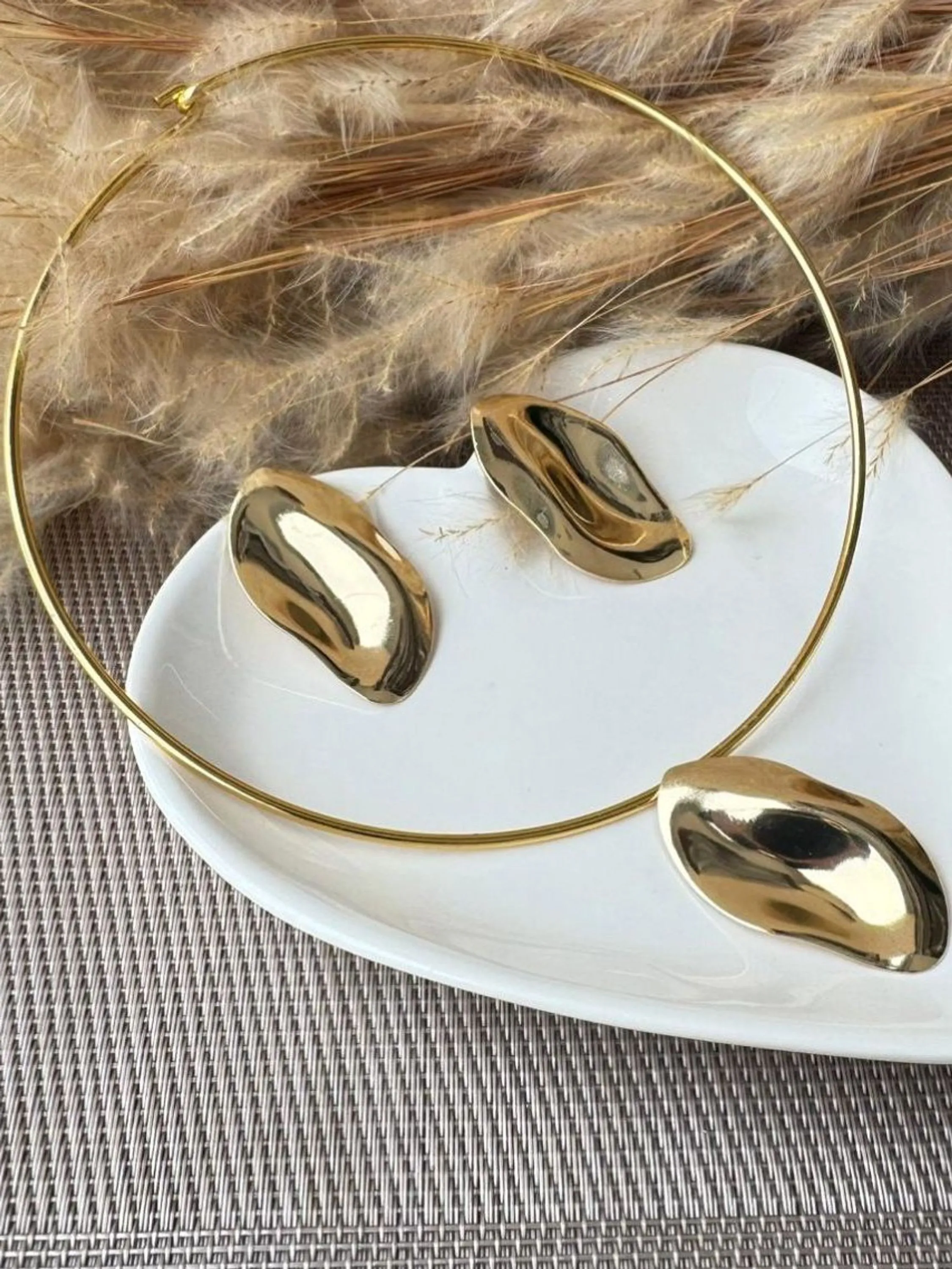 Kit Colar + Brinco Dourado