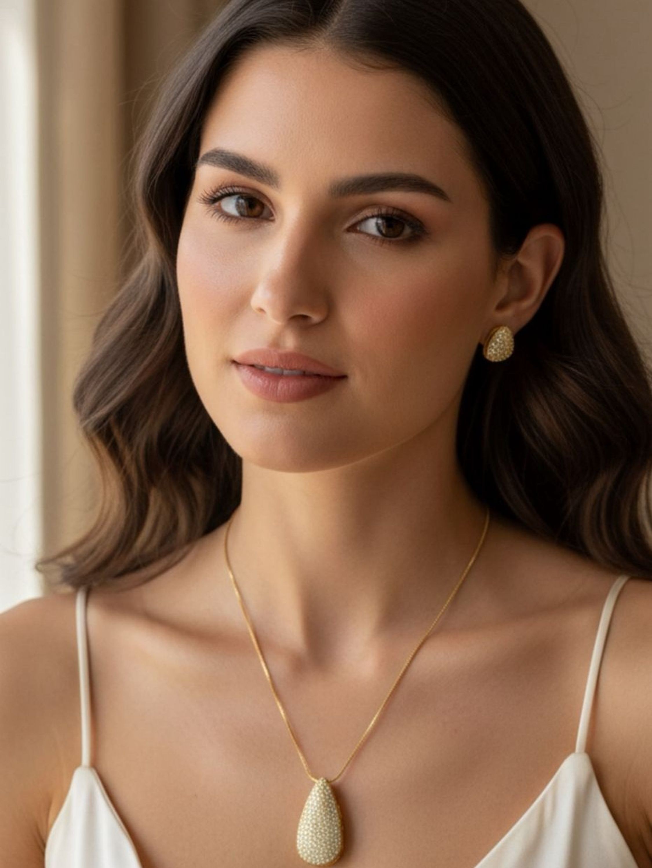 Conjunto Elegante Brilho Colar + Brinco