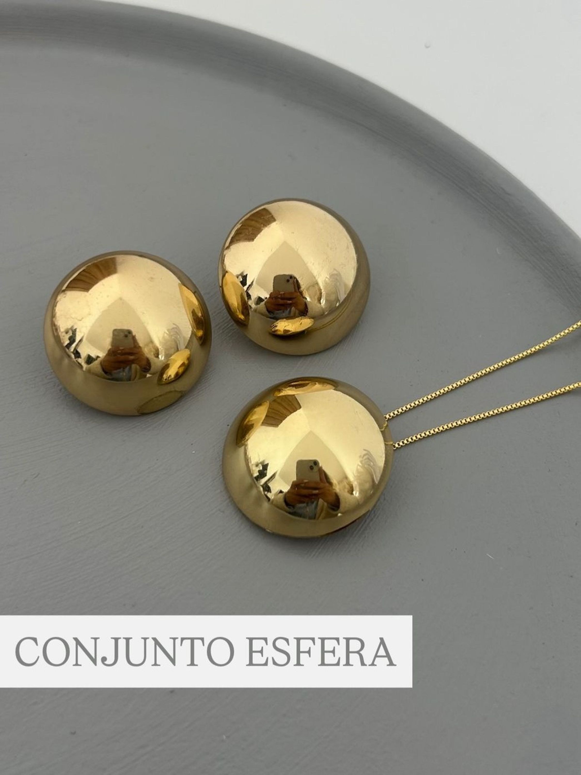 Kit Colar e Brinco Esfera