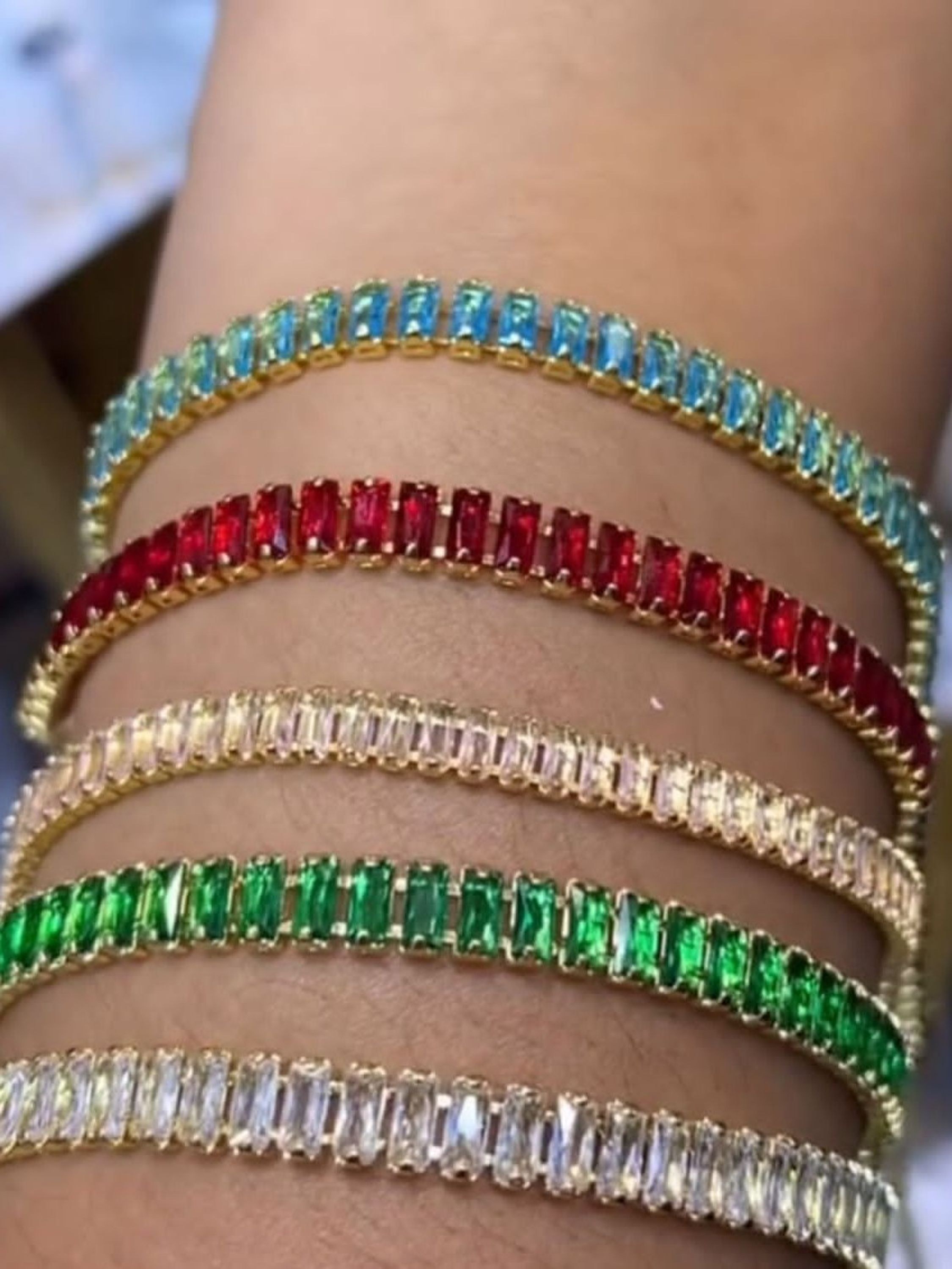 Pulseira de Zircônia Colorida Fecho Joalheria