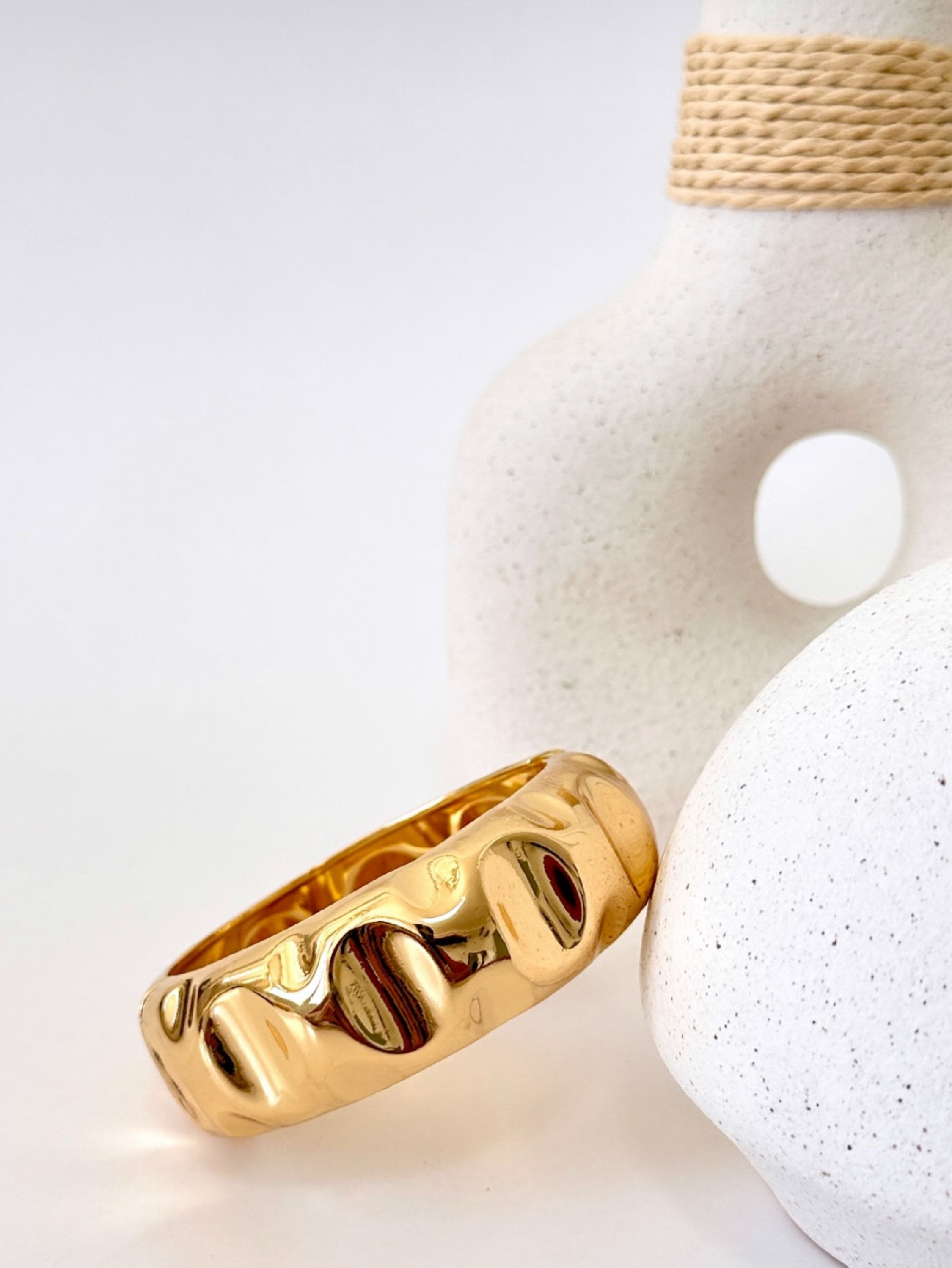 Bracelete mais vendido martelado banho dourado