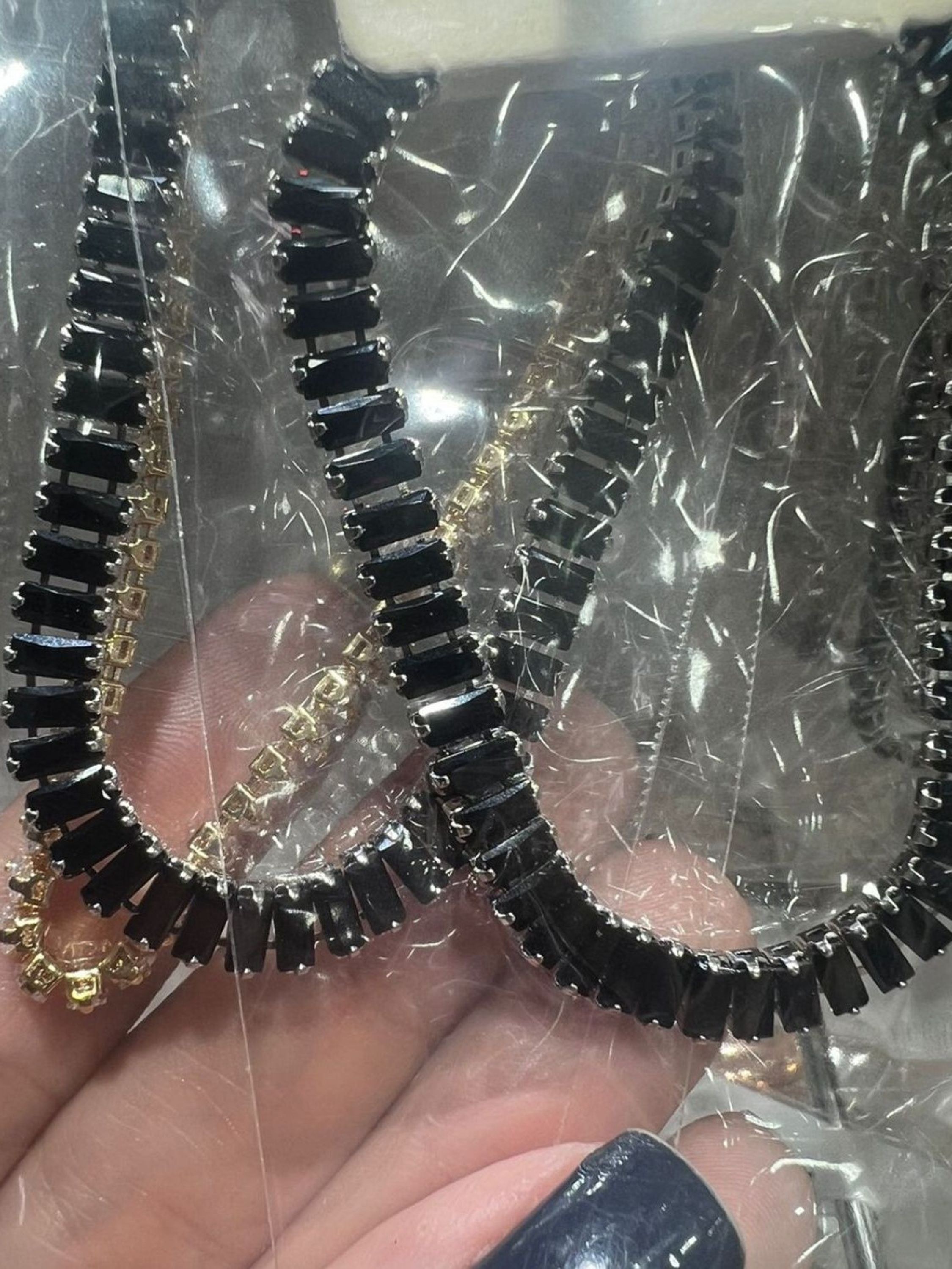 Pulseira Navette Zircônia Preta Fecho Joalheria