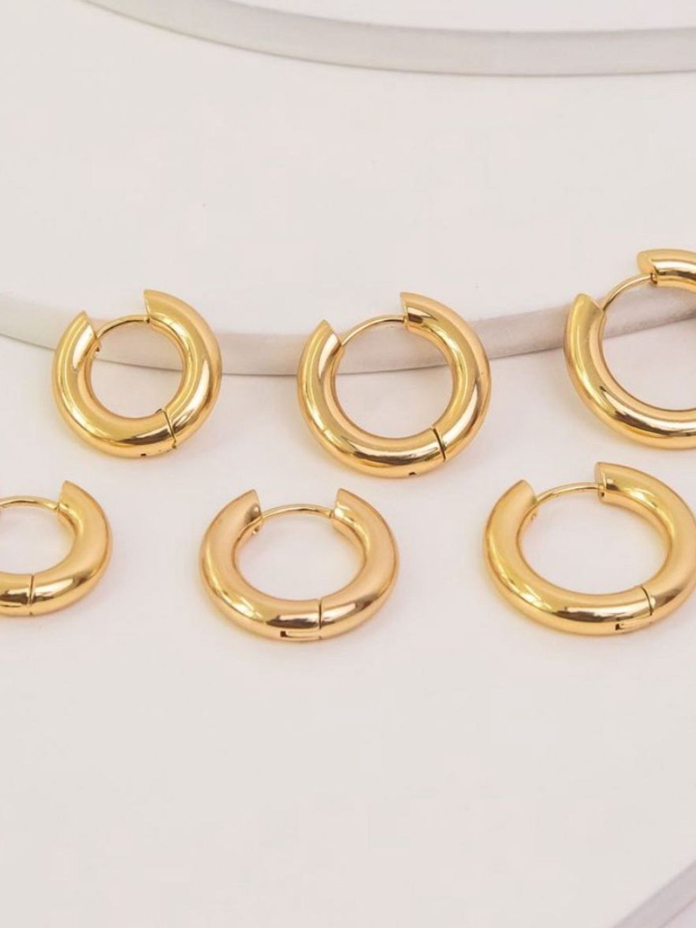 kit 3 Argolas Click Folheadas Hipoalergênicas