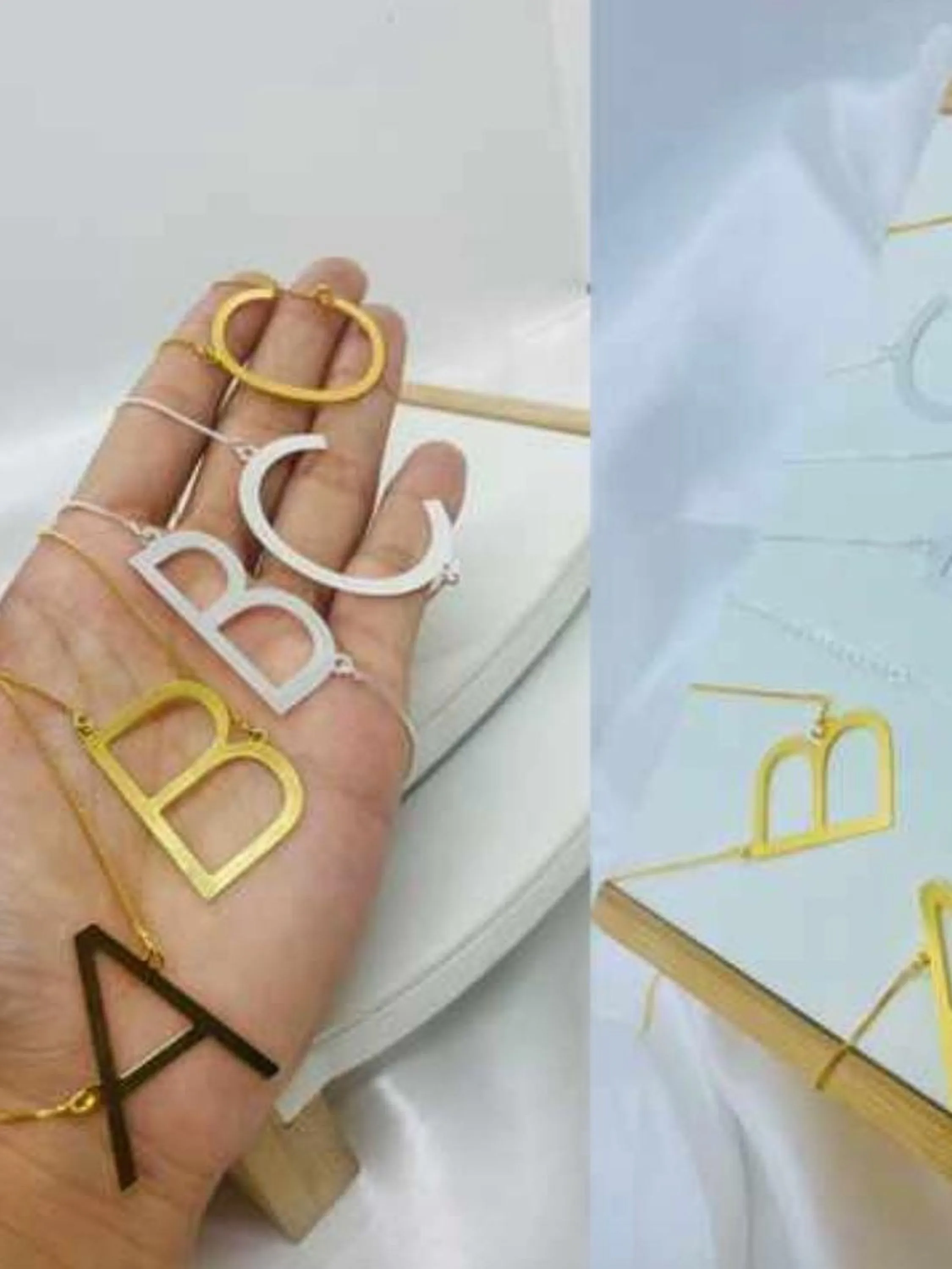 Colar Letras Inicial Banhos Prata e Dourado