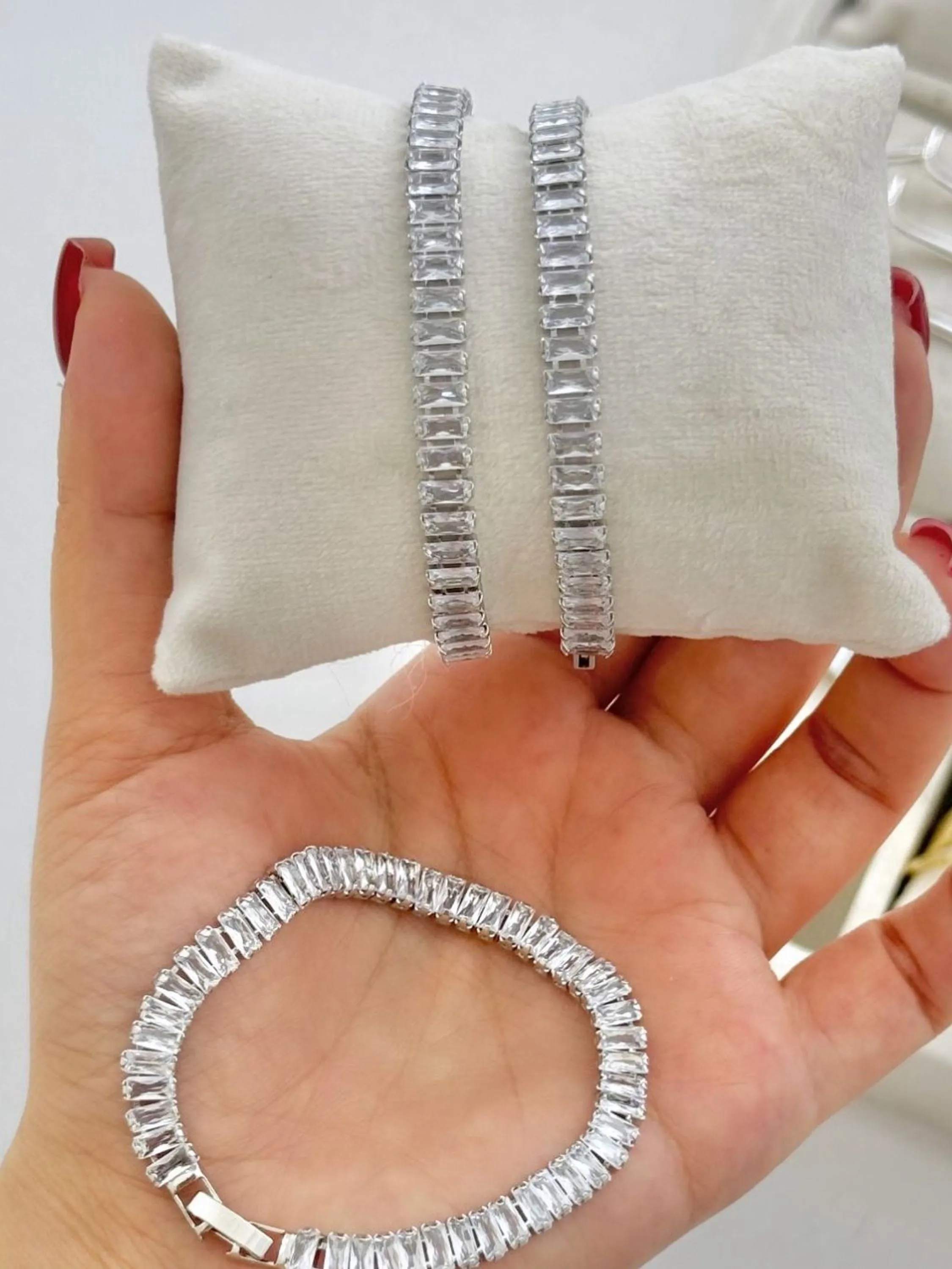 Pulseira Prata Zircônia Luxo