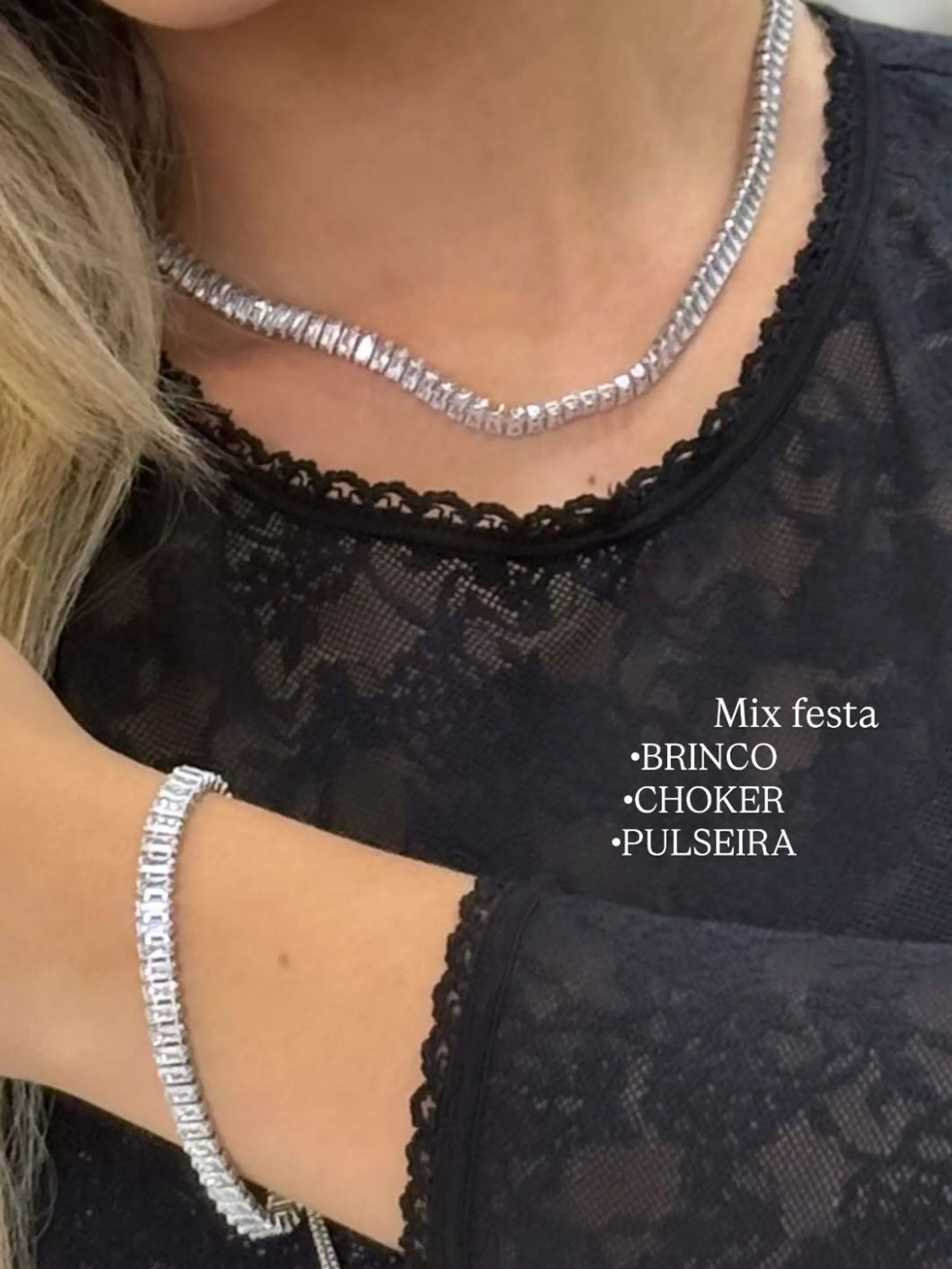 Conjunto Colar e Pulseira de Zircônia
