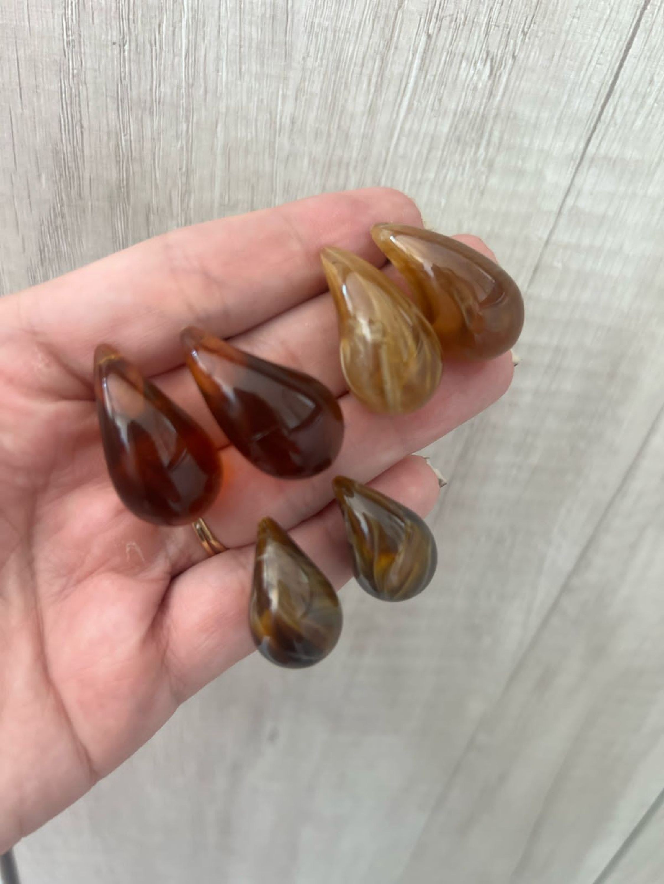 Trio de Brincos Gota Mocha Mousse