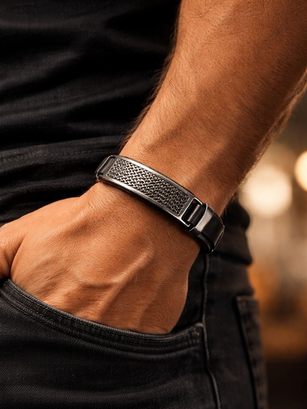 Pulseira Masculina Aço Inoxidável Ajustável