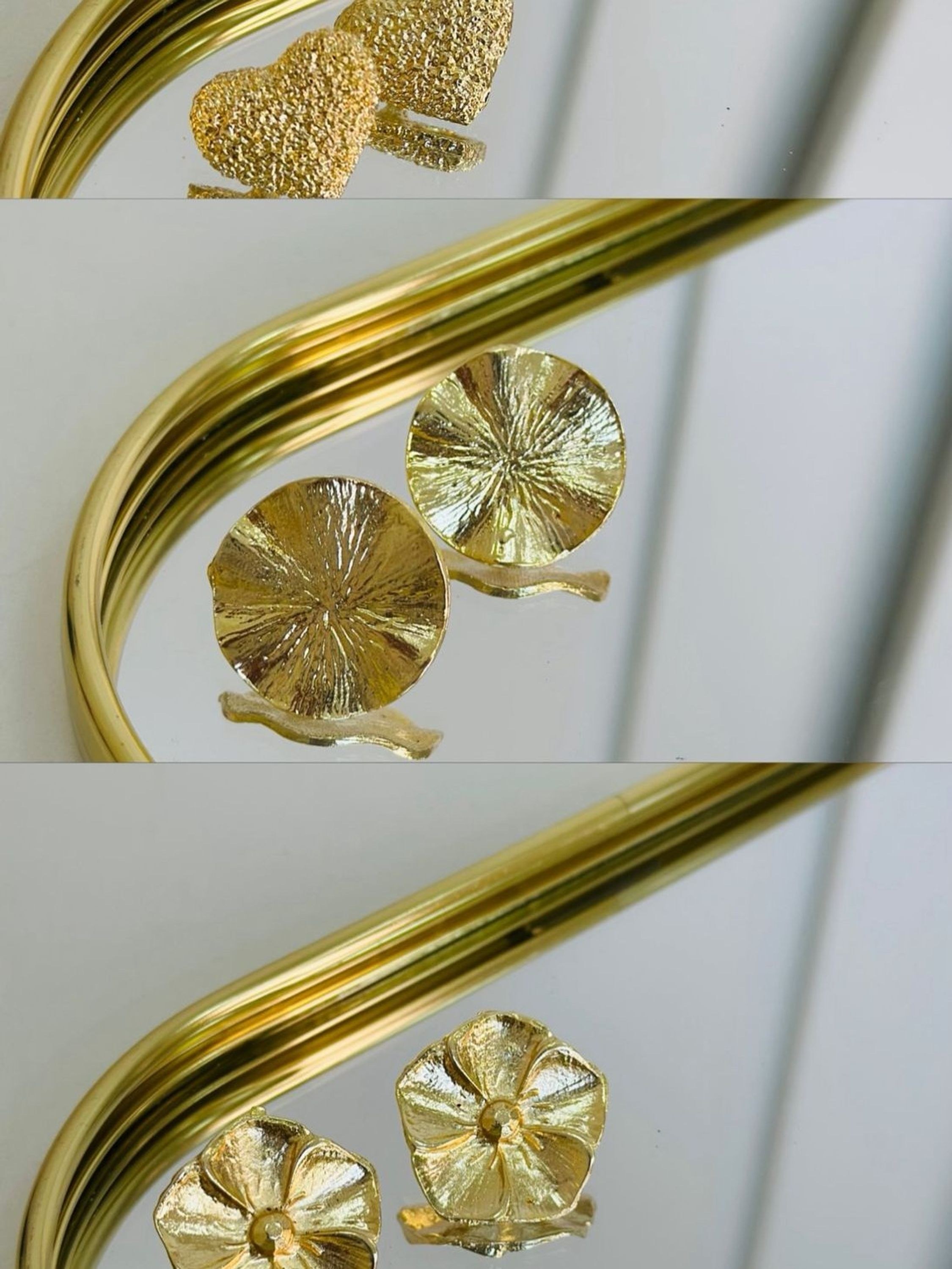 Kit 3 Brincos Folheados