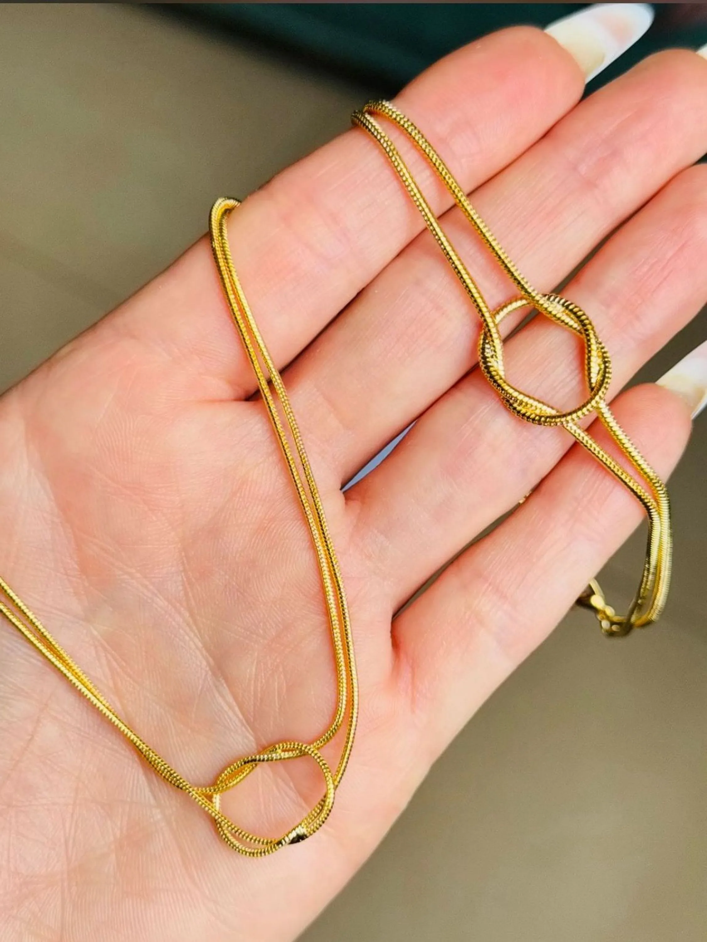 Kit Colar e Pulseira Nó Banhado Delicado com Ajustador