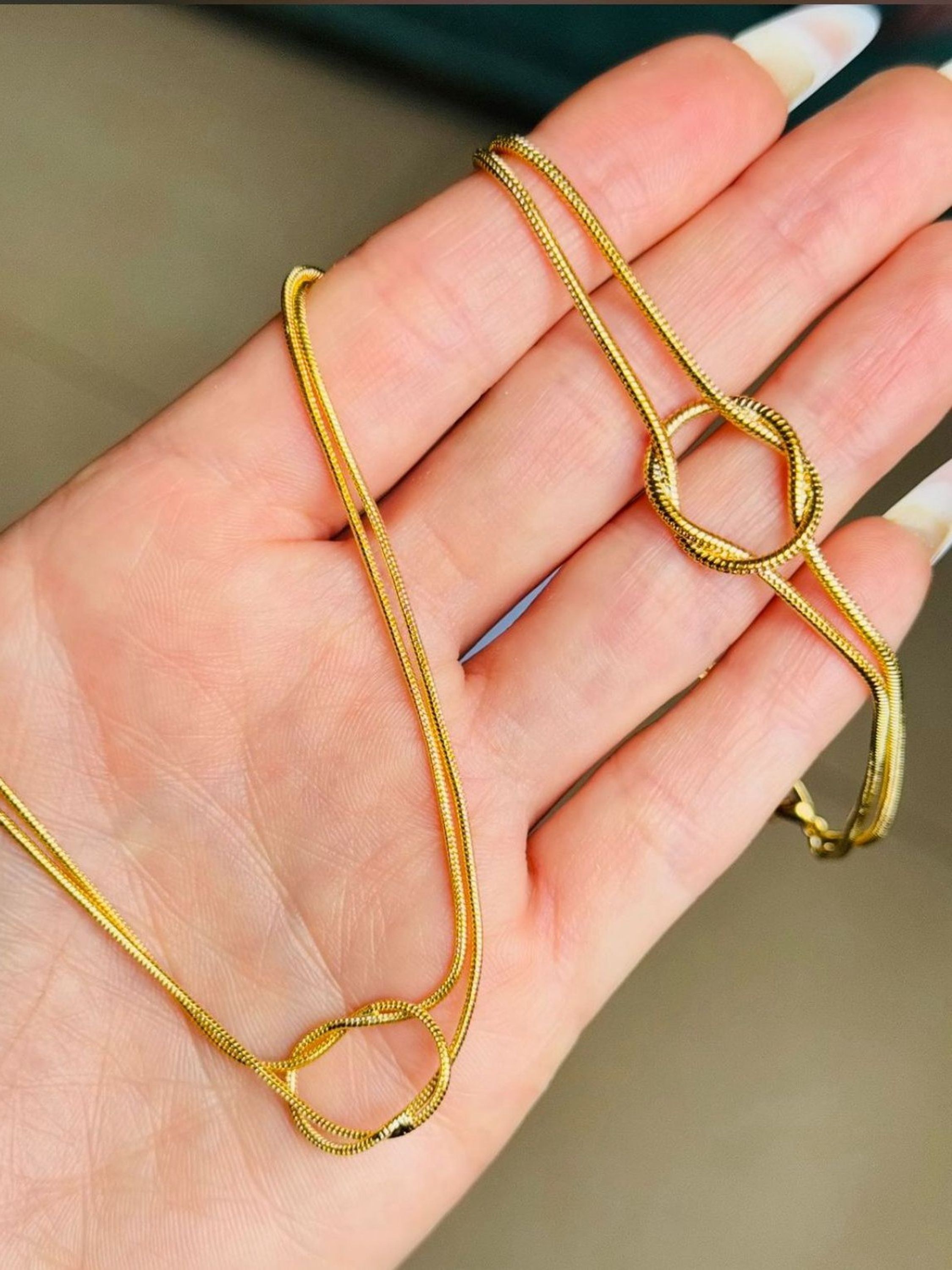 Kit Colar e Pulseira Nó Banhado Delicado com Ajustador