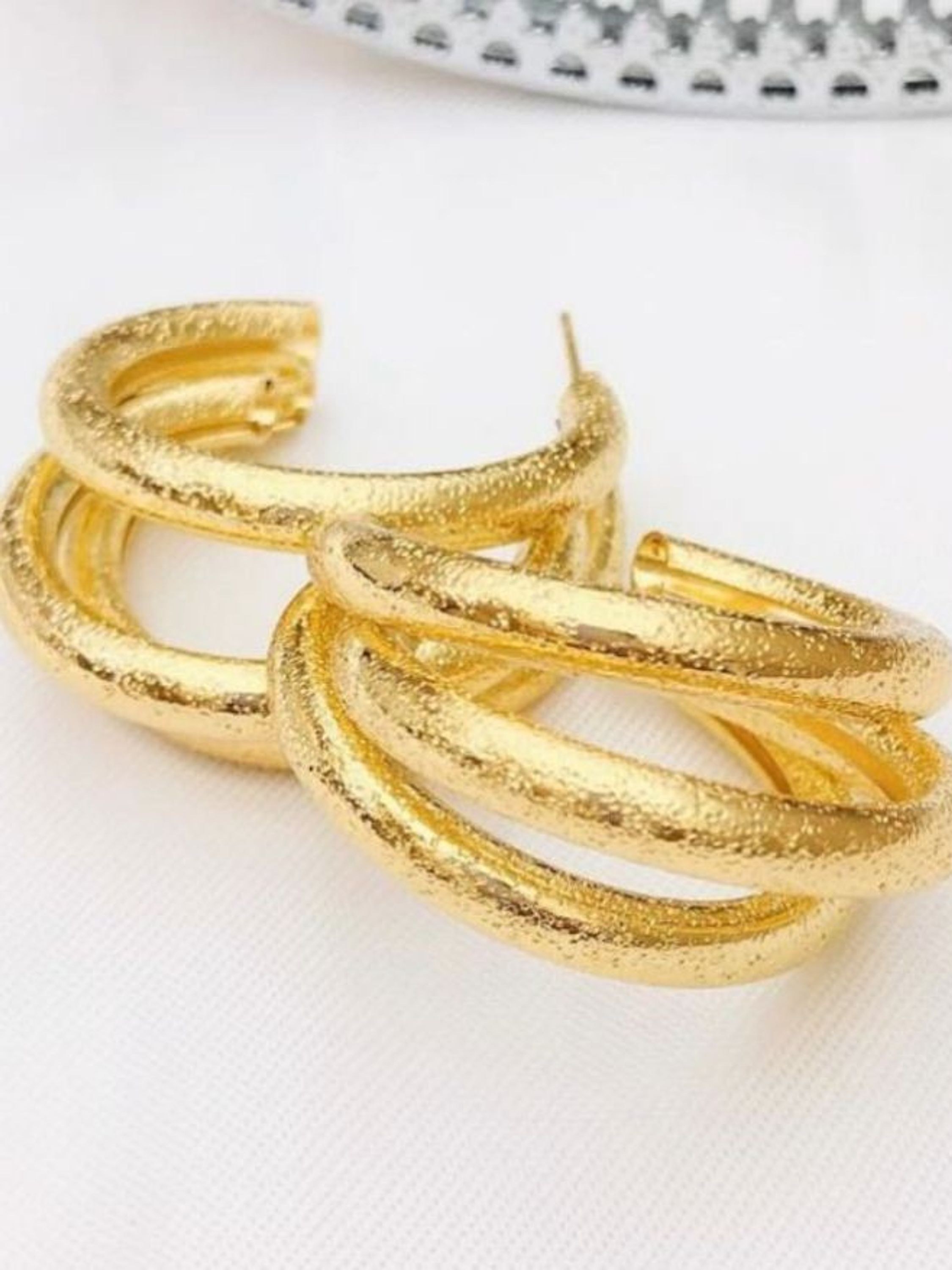 Brinco Argolinha Tripla Fosca Lisa