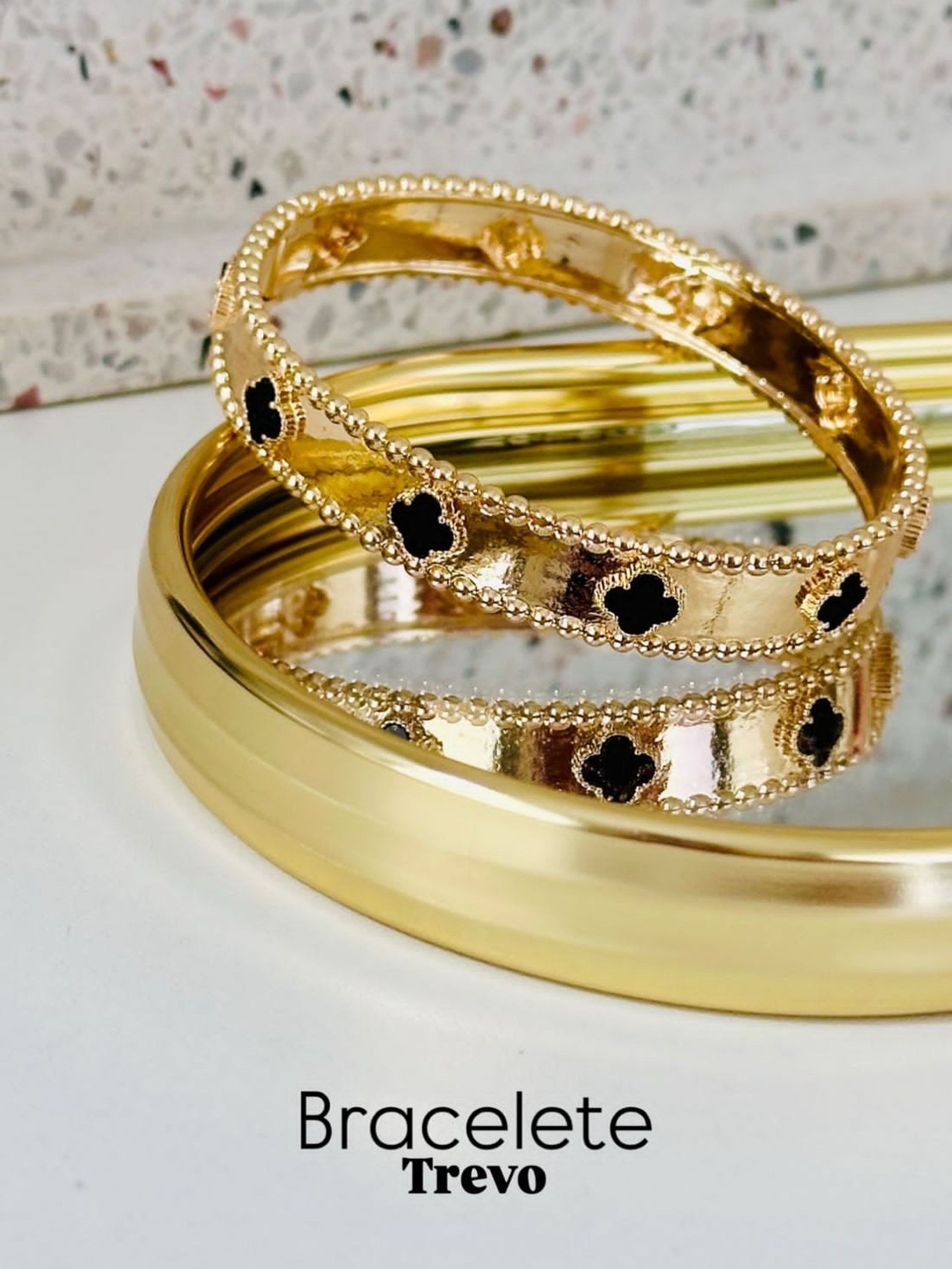 Bracelete Luxo Trevo Dourado