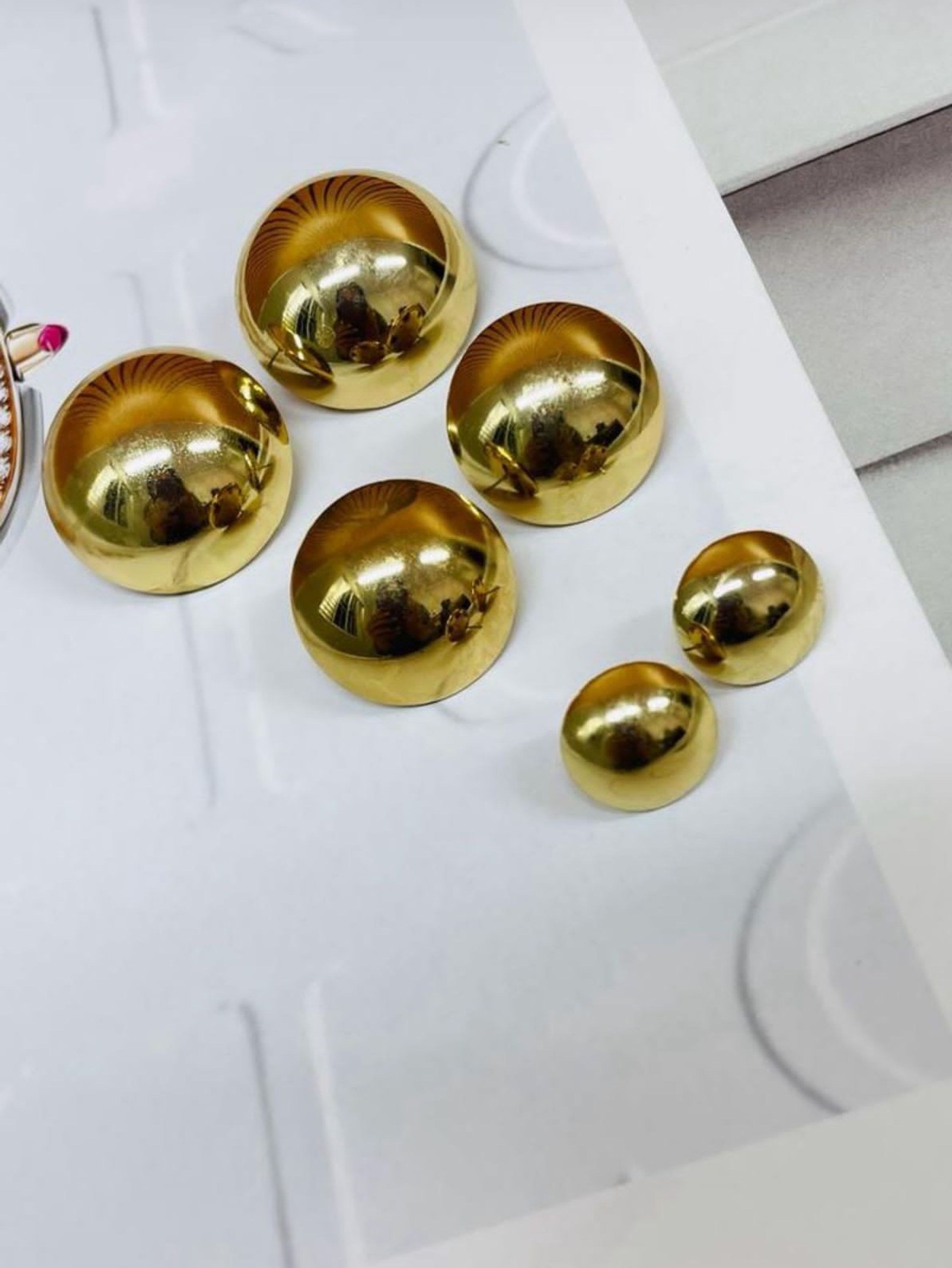 Trio de Brincos Esfera Banho Dourado