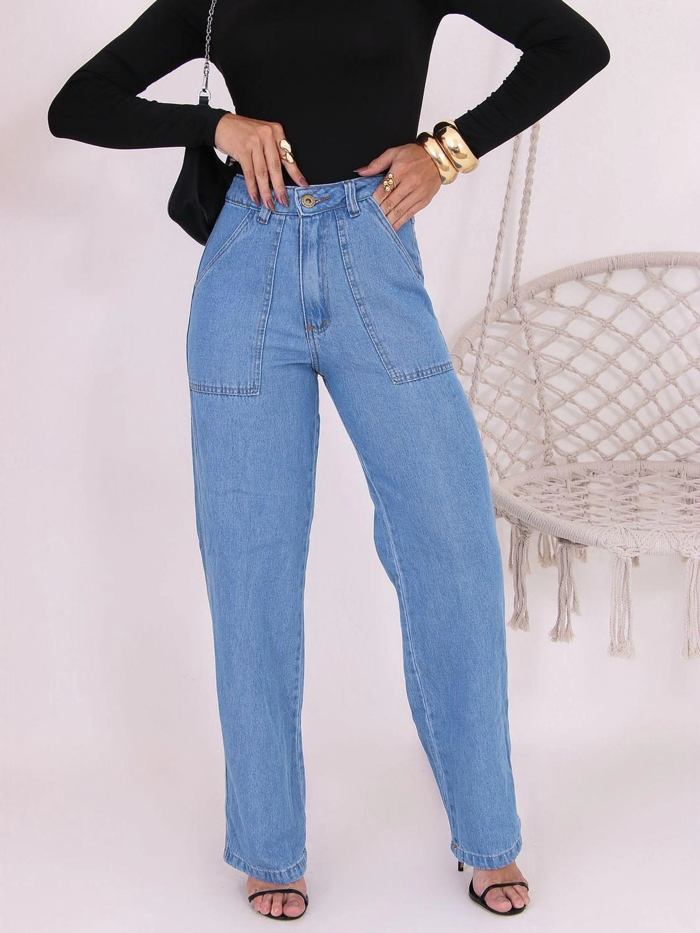 Calça wide bolso 542