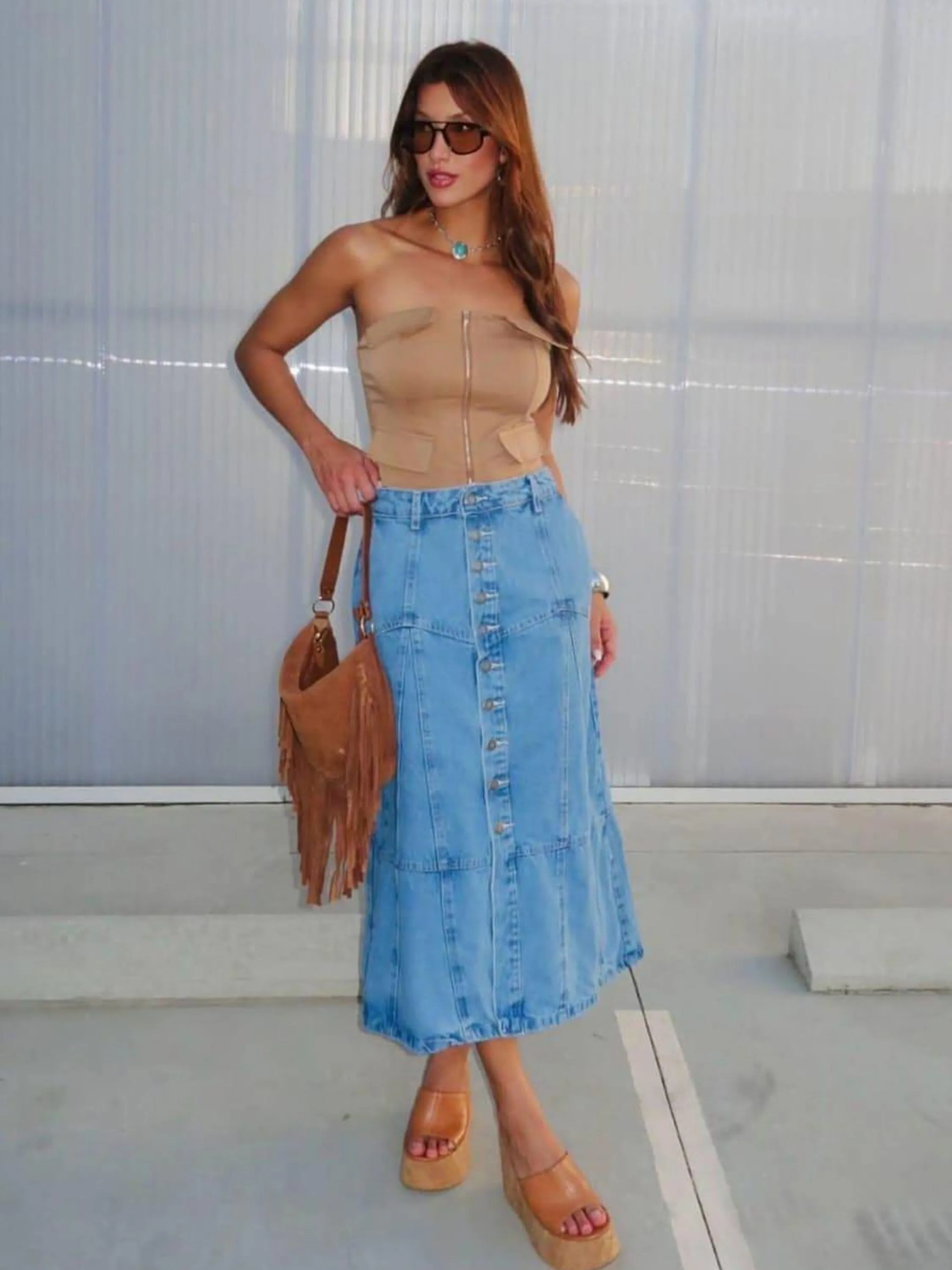 Saia midi evasê 675