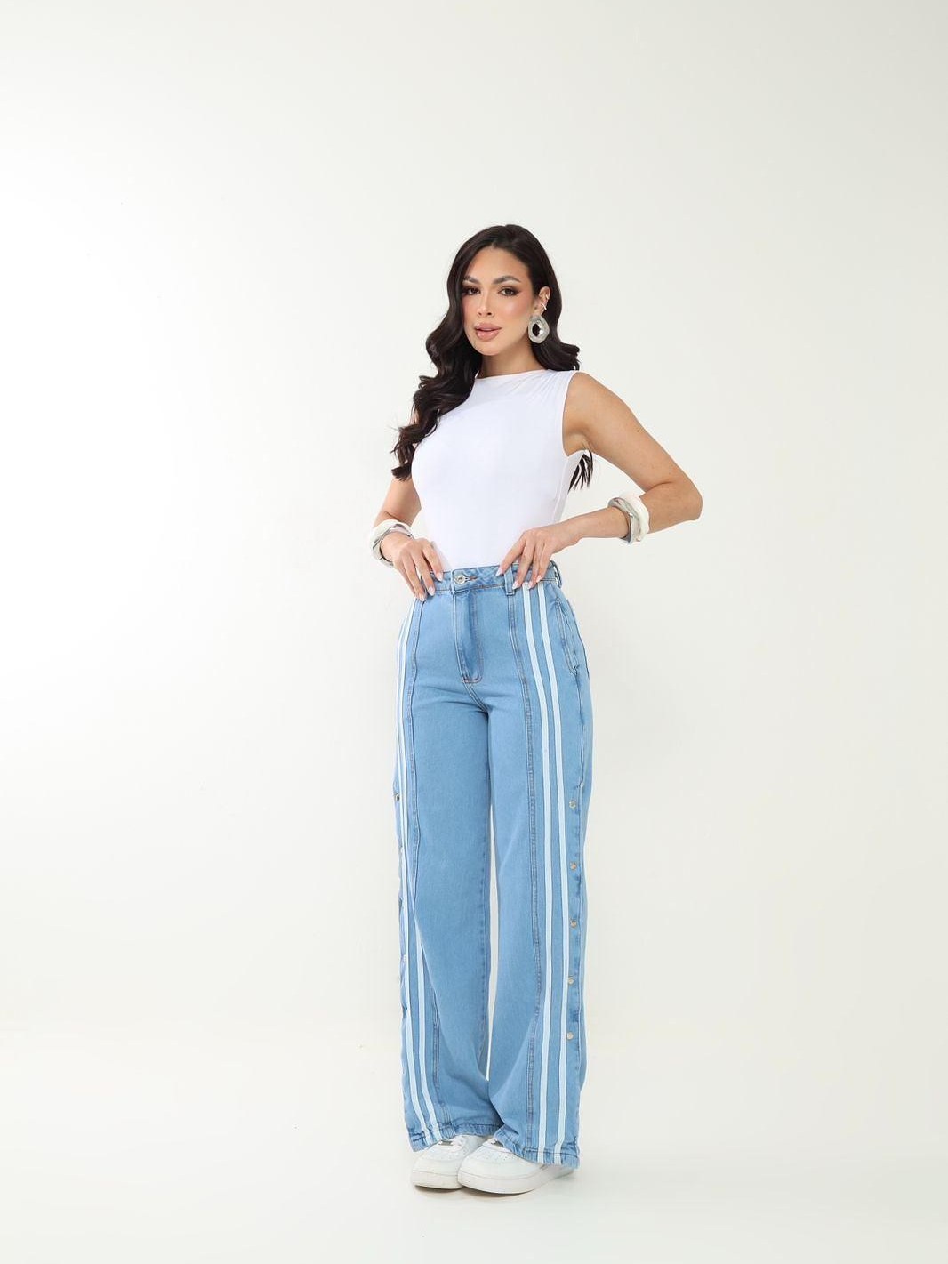 Calça listras botao presao 629-3P/629-4J