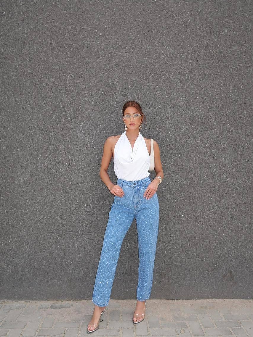 Calça mom com brilho 456