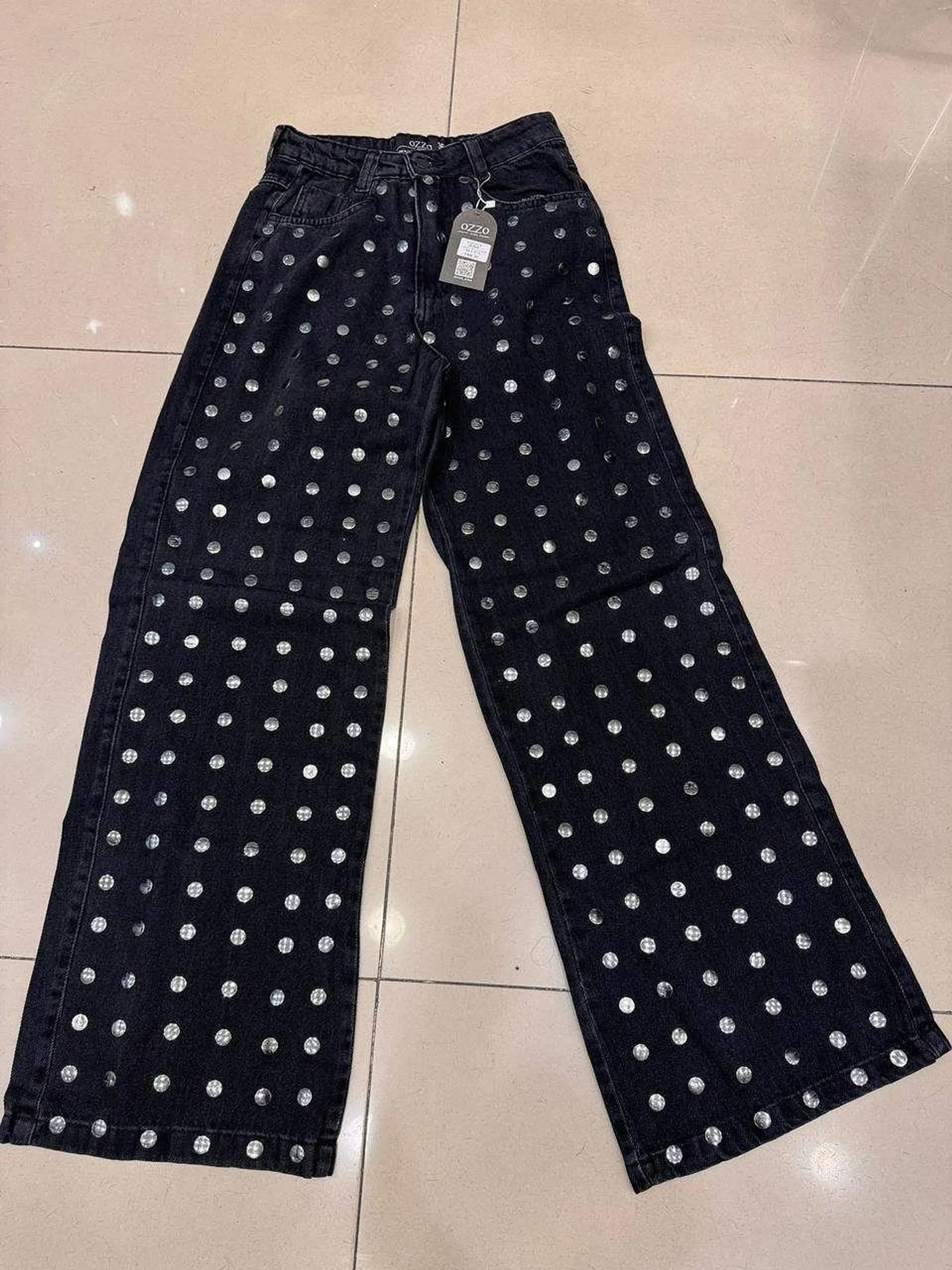 Calça wide estonado com borilho 573