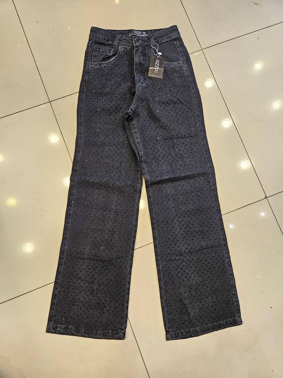 Calça wide estonada com brilho 580-2 com 620