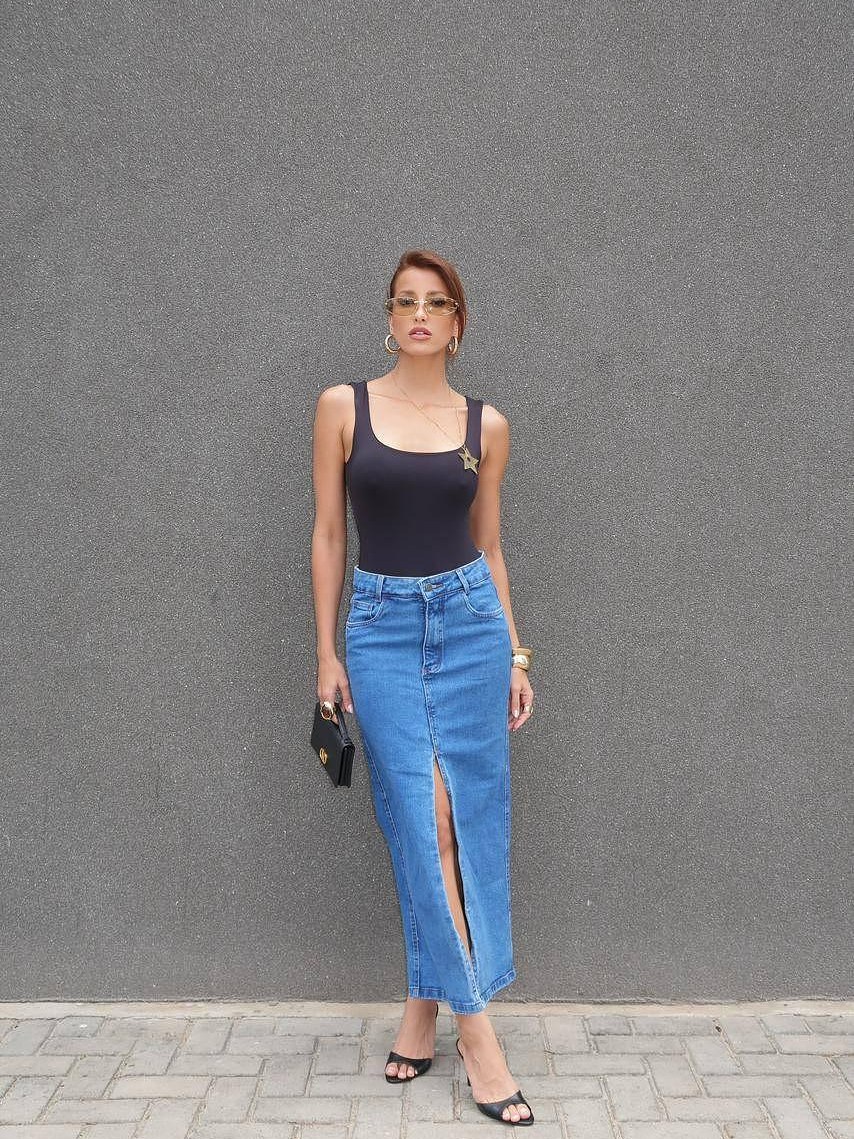 saia midi com 1% lycra abanhado 450E/017C