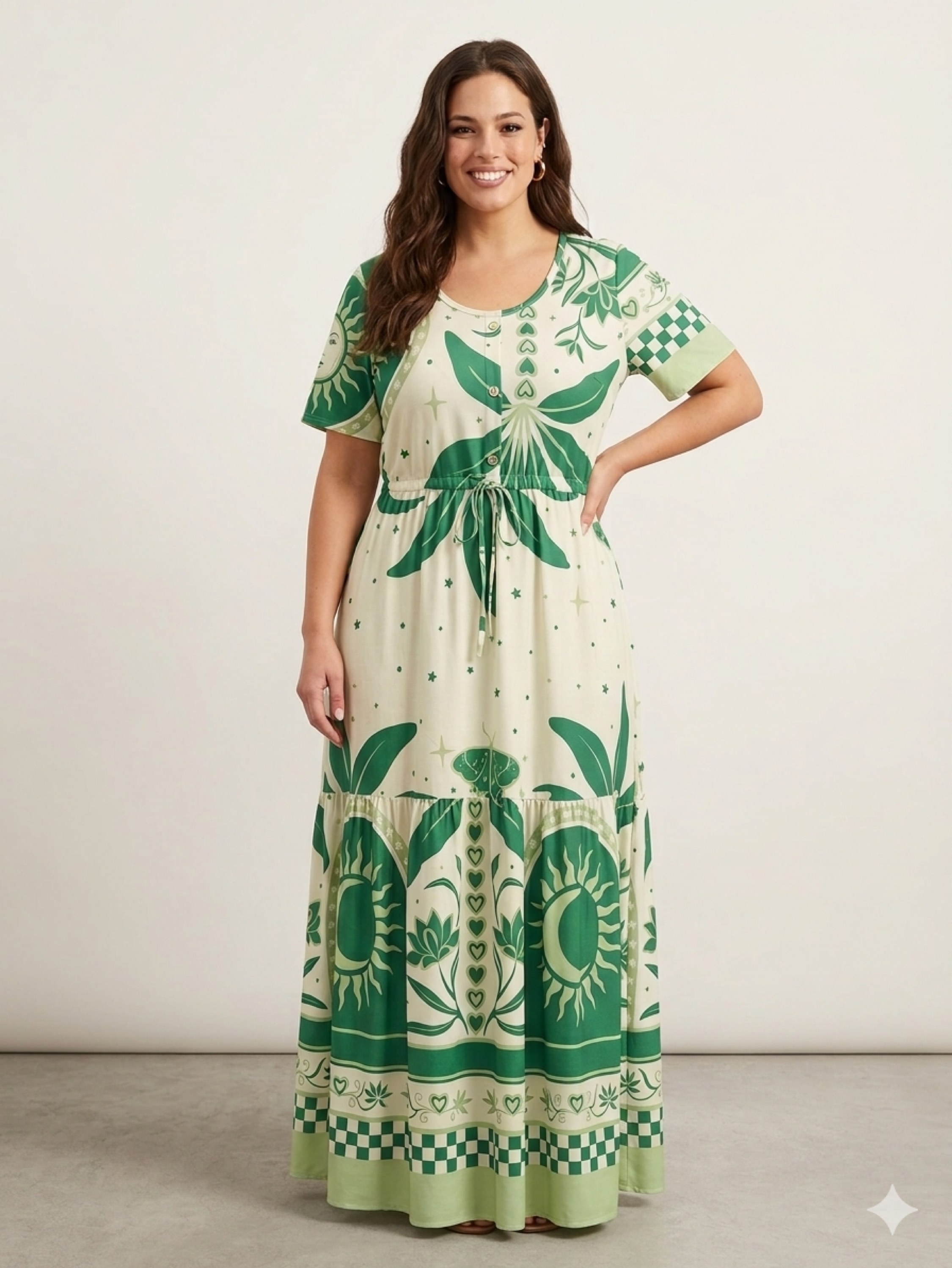 Vestido estampa variada plus size