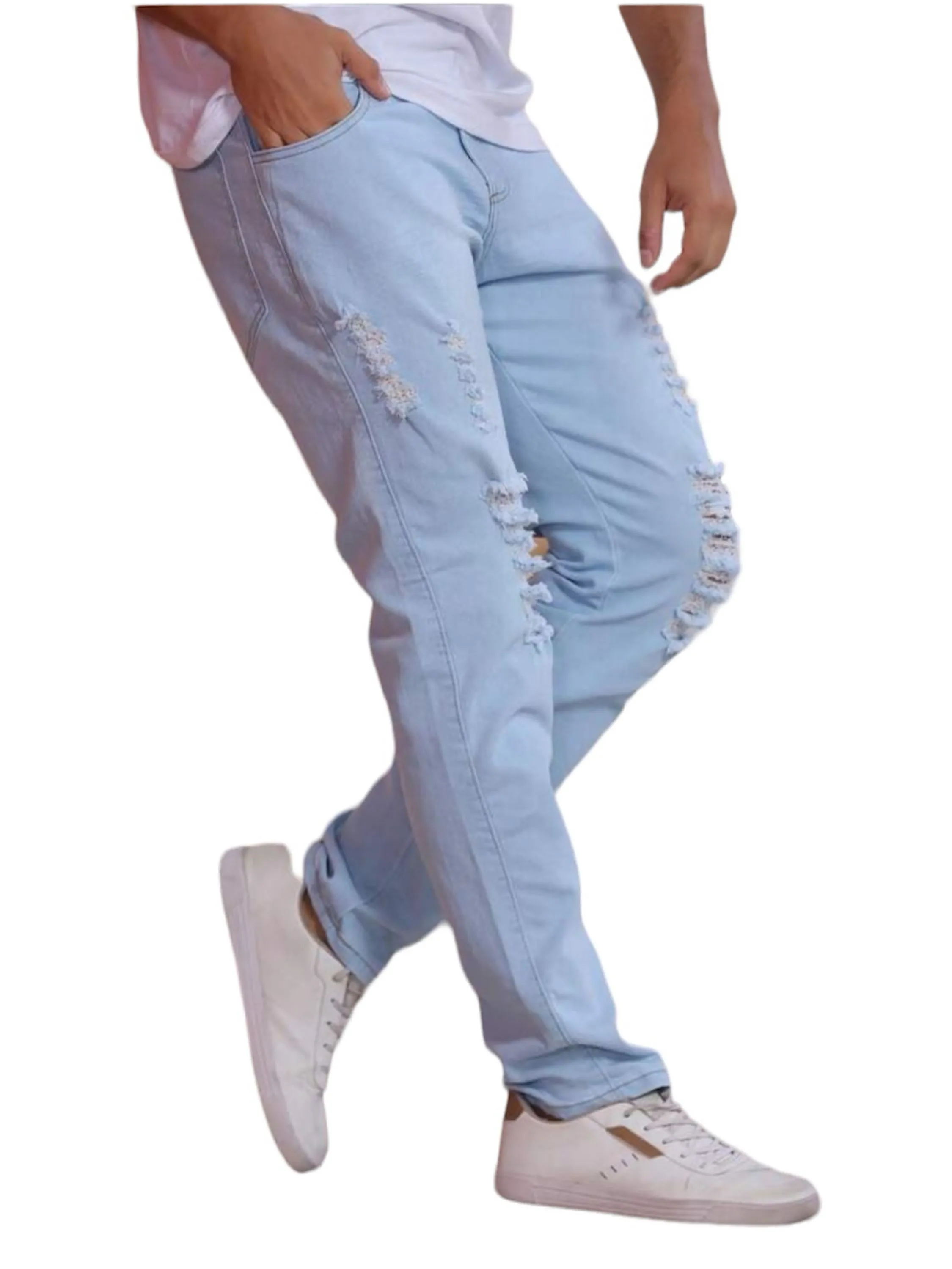 Calça jeans destroyed  masculina