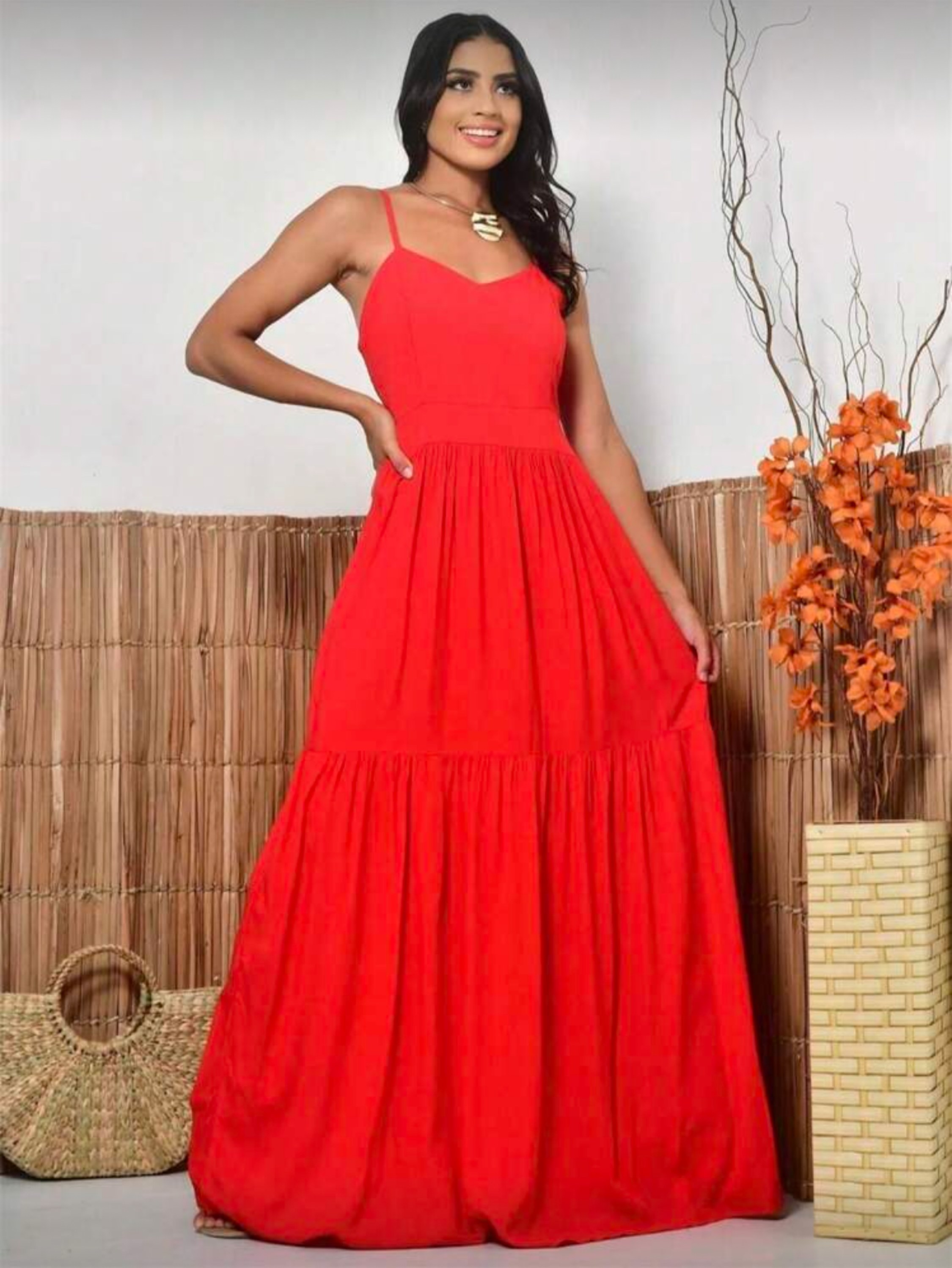 Vestido longo feminino com bojo