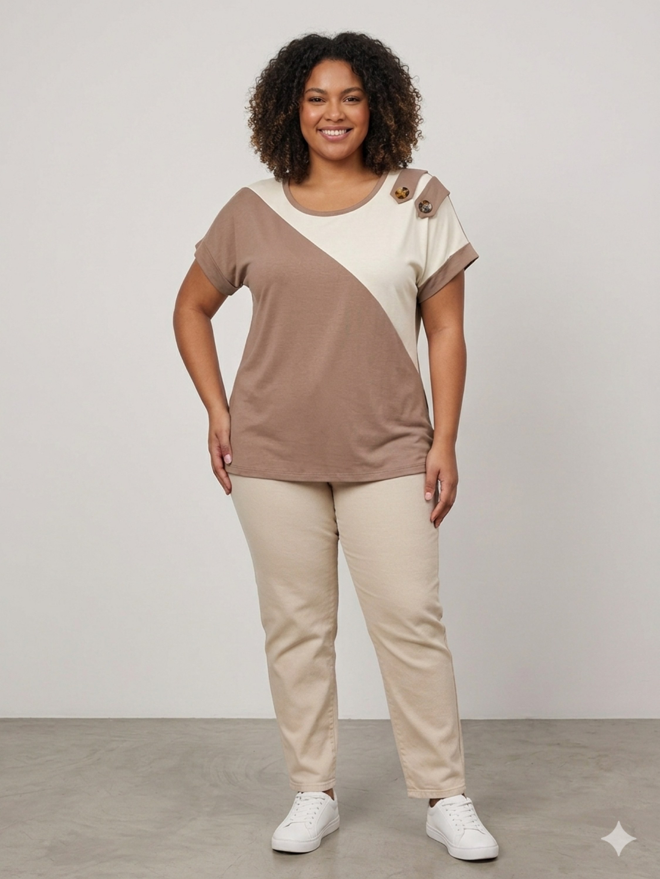 Blusa plus size feminina duas cores com botão
