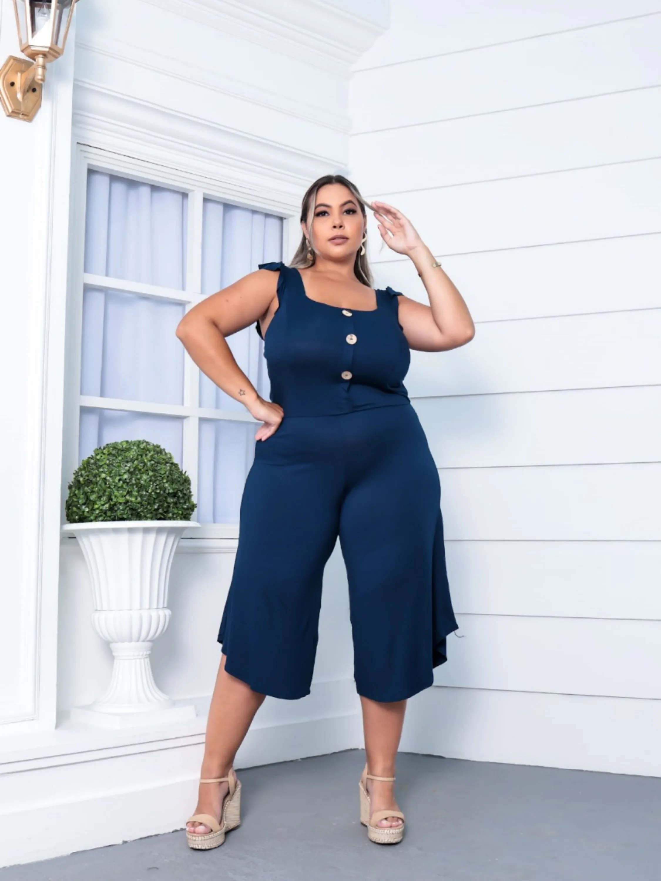 Macacão pantacourt Plus size