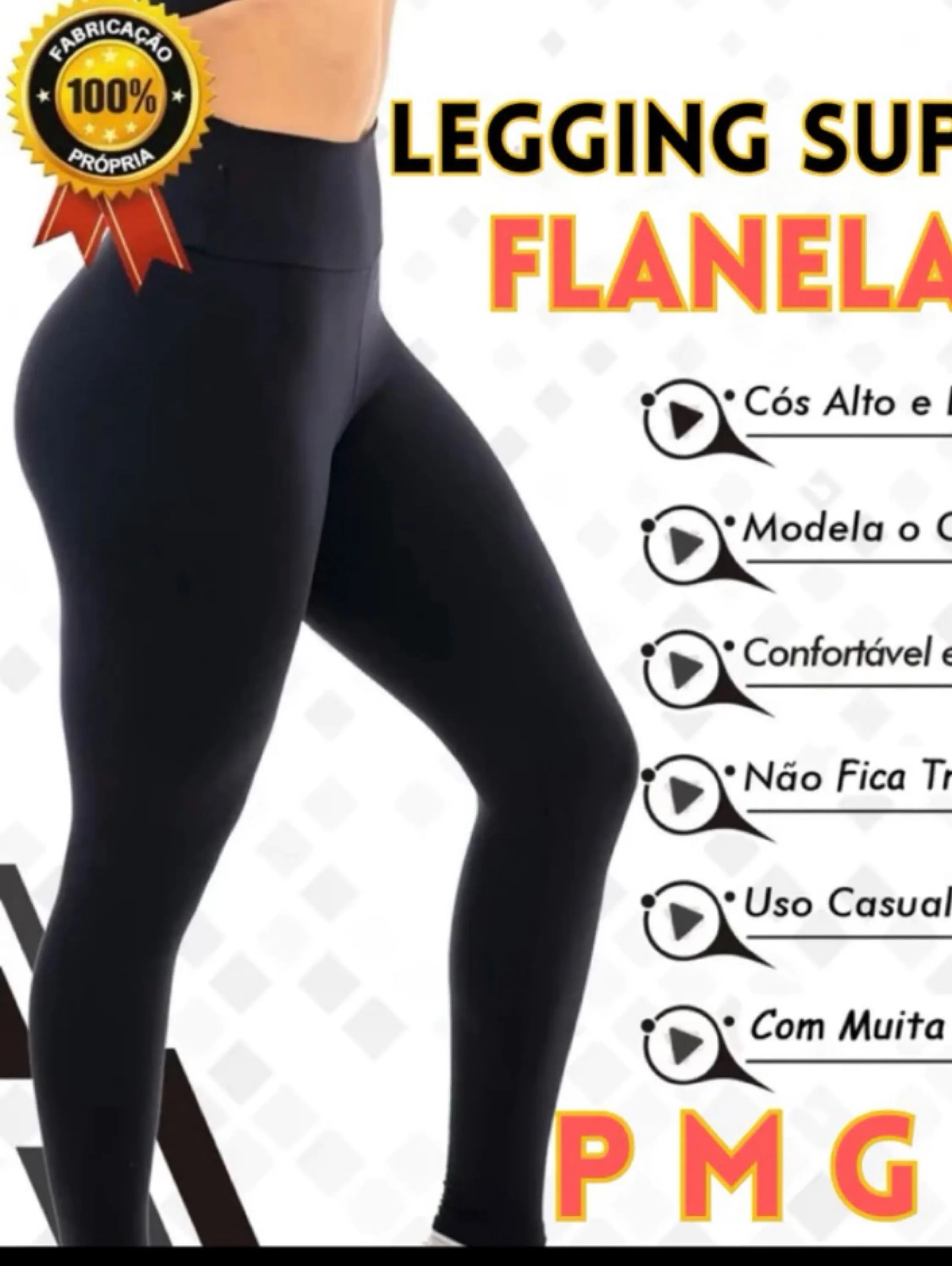 Calça legging flanelada