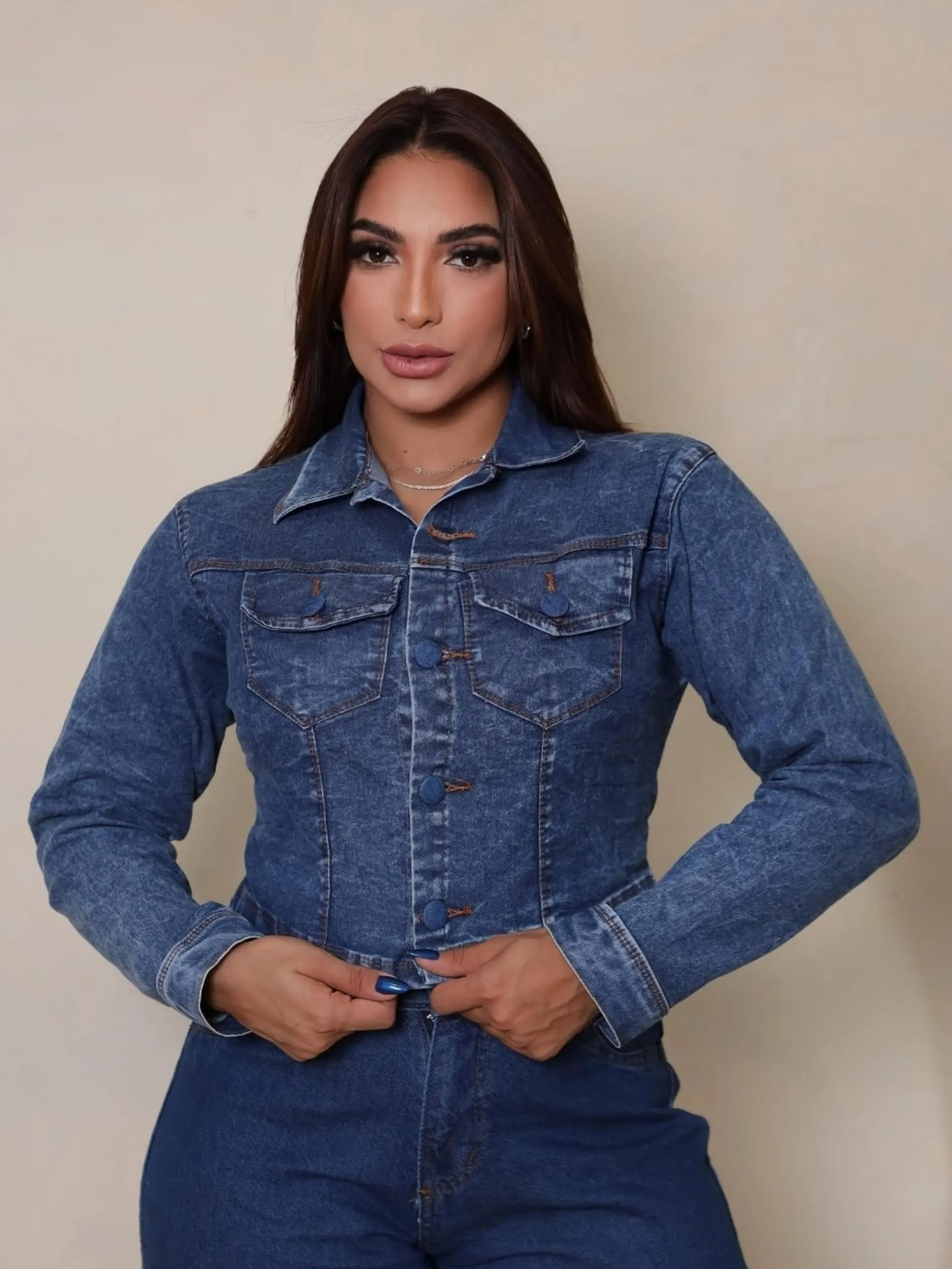 Jaqueta jeans marmarizada 🫐