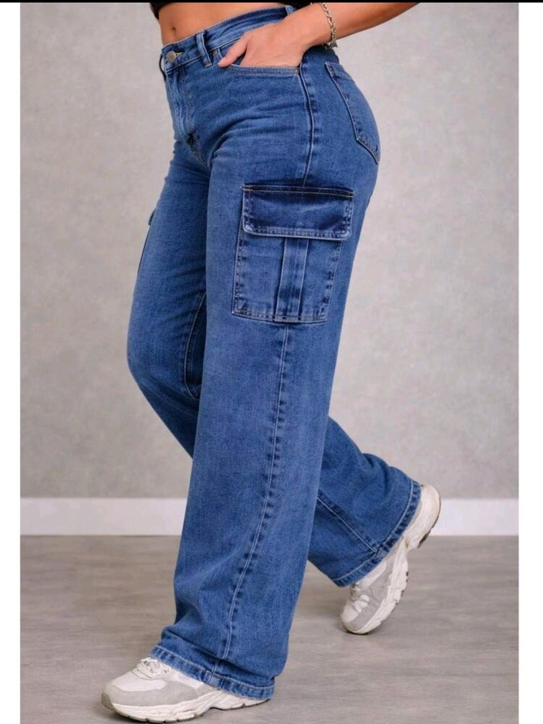 Calça cargo jeans feminina
