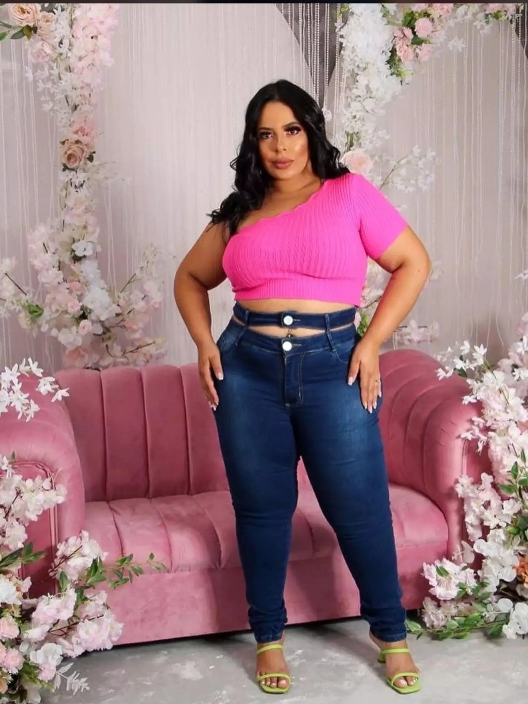 Calça jeans  plus size feminina Cós Duplo