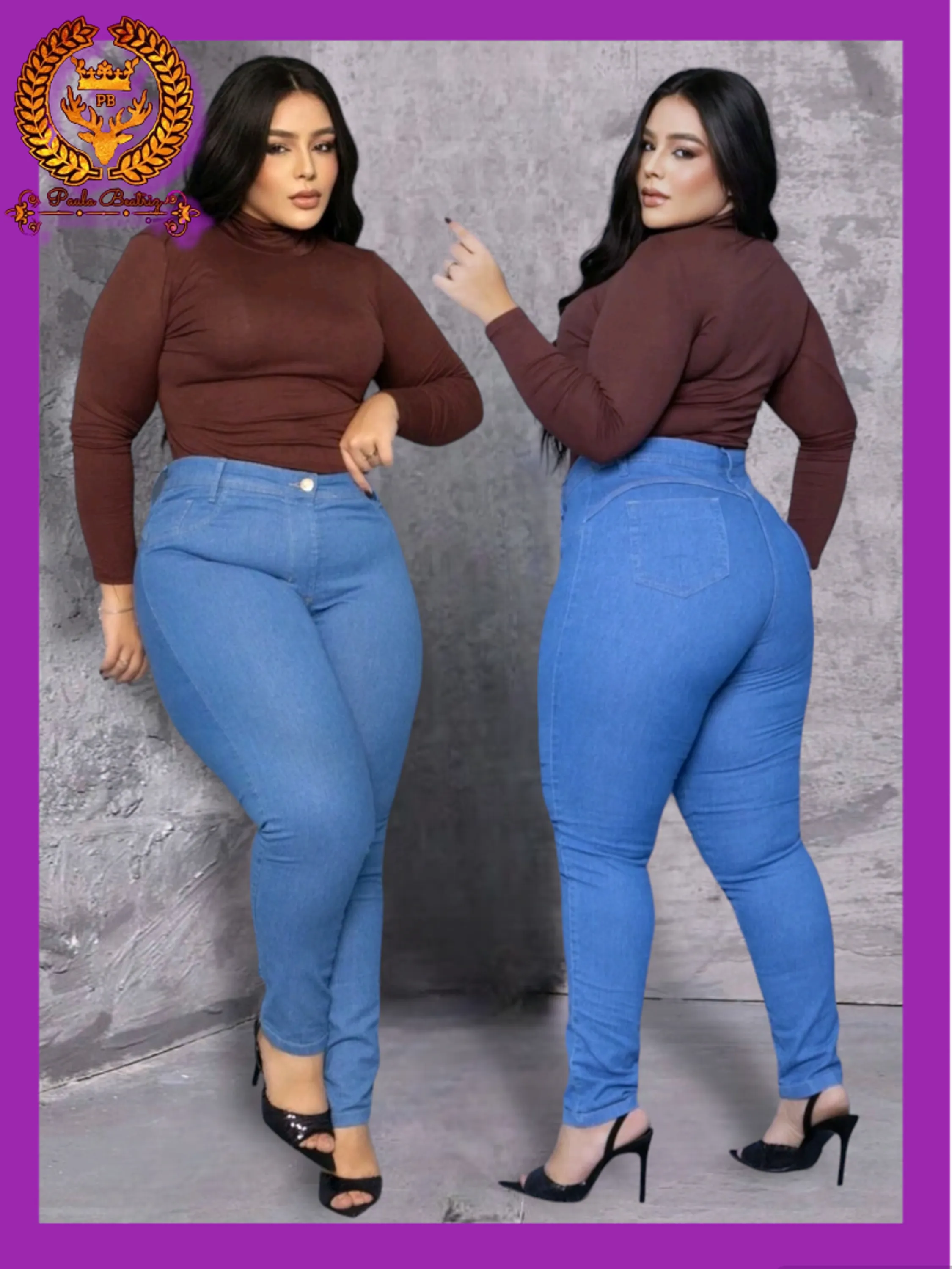 Calça plus size  jeans  skinny feminina paul_a_beatri_z_jeans