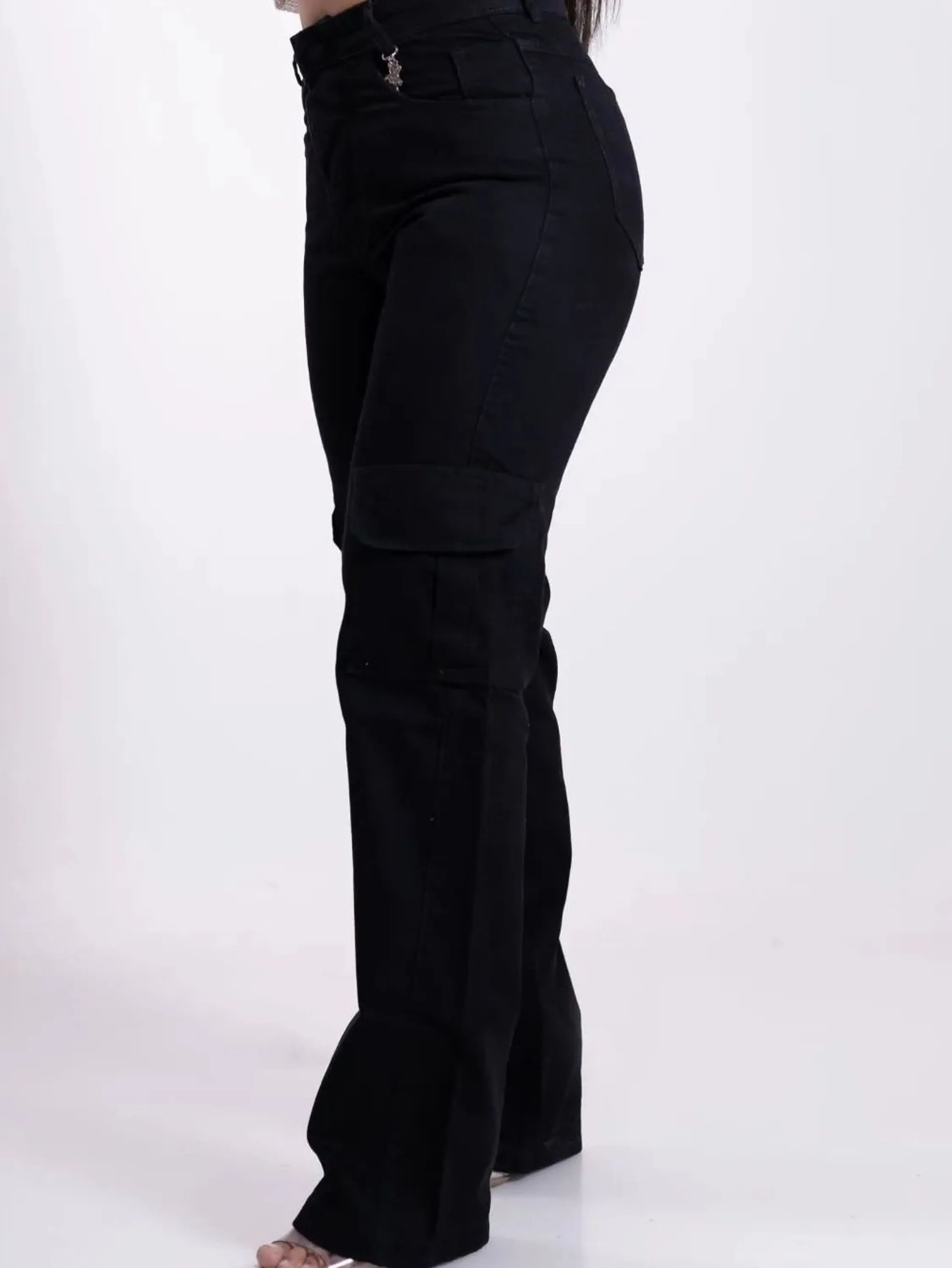 Calça wide leg preta jeans black pantalona feminina paul_a_beatri_z_jeans