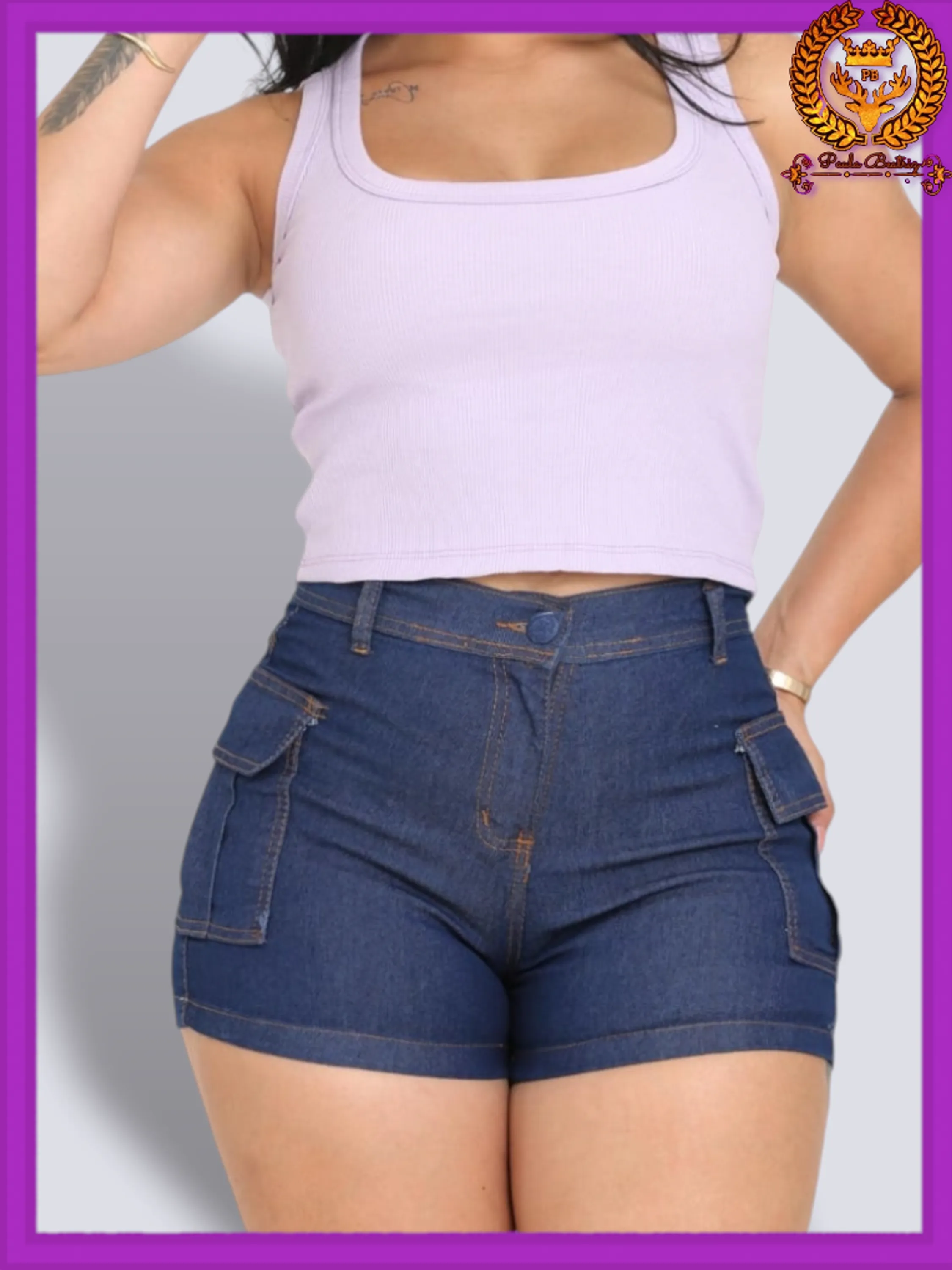 Short  jeans cargo feminino  paul_a_beatri_z_jeans