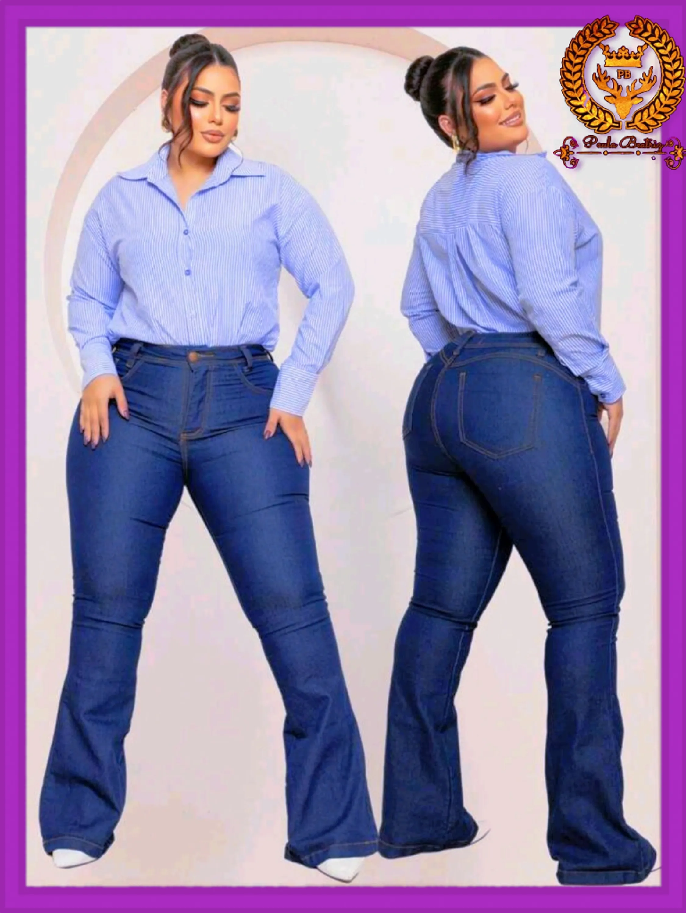 Flare plus size jeans calça plus size feminina paul_a_beatri_z_jeans