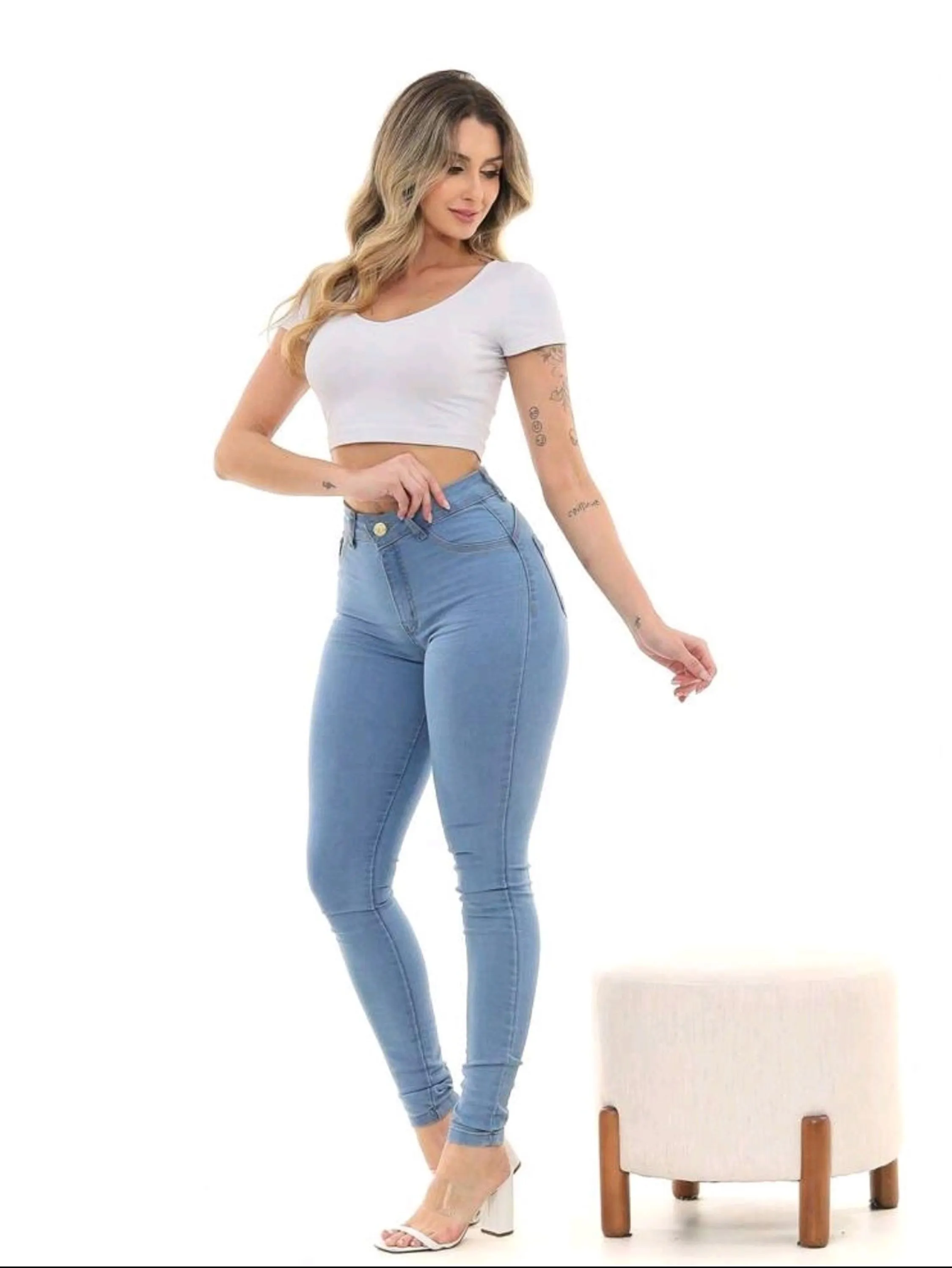 Calça jeans skinny feminina paul_a_ beatri_z_ jeans