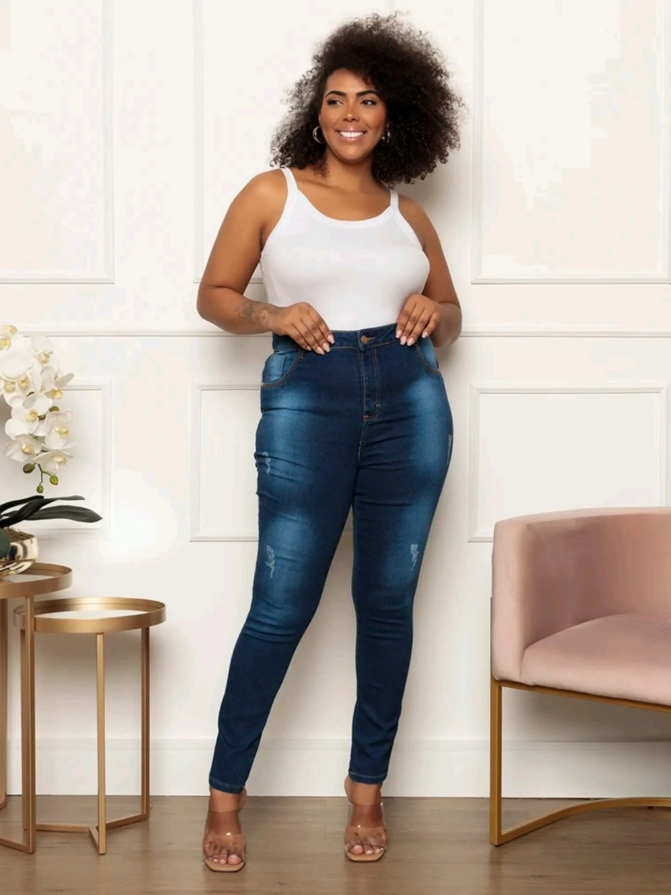 Calça plus size jeans skinny feminina paul_a_beatri_z_jeans