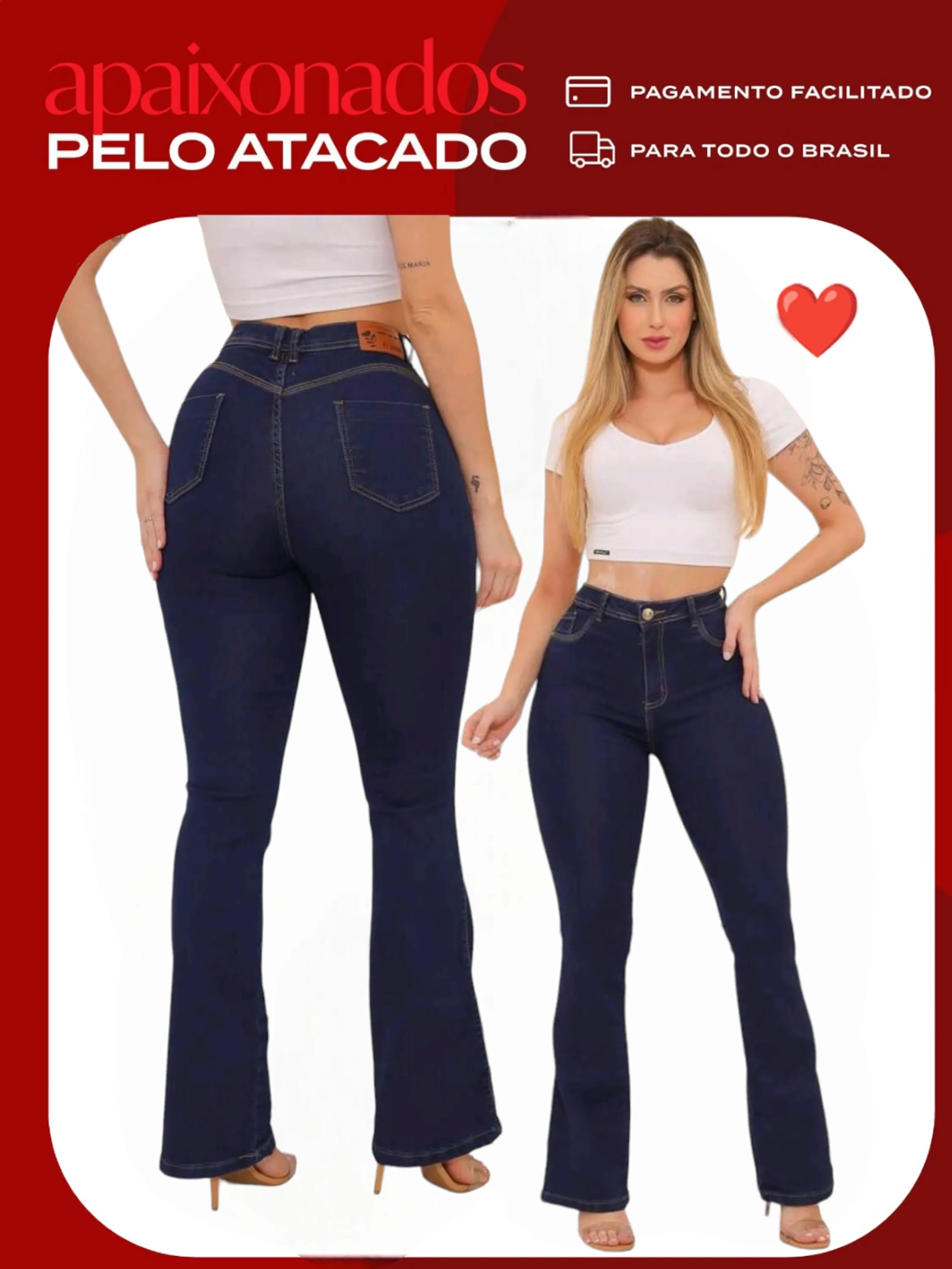 Calça flare  jeans  feminina paul_a_beatri_z_jeans