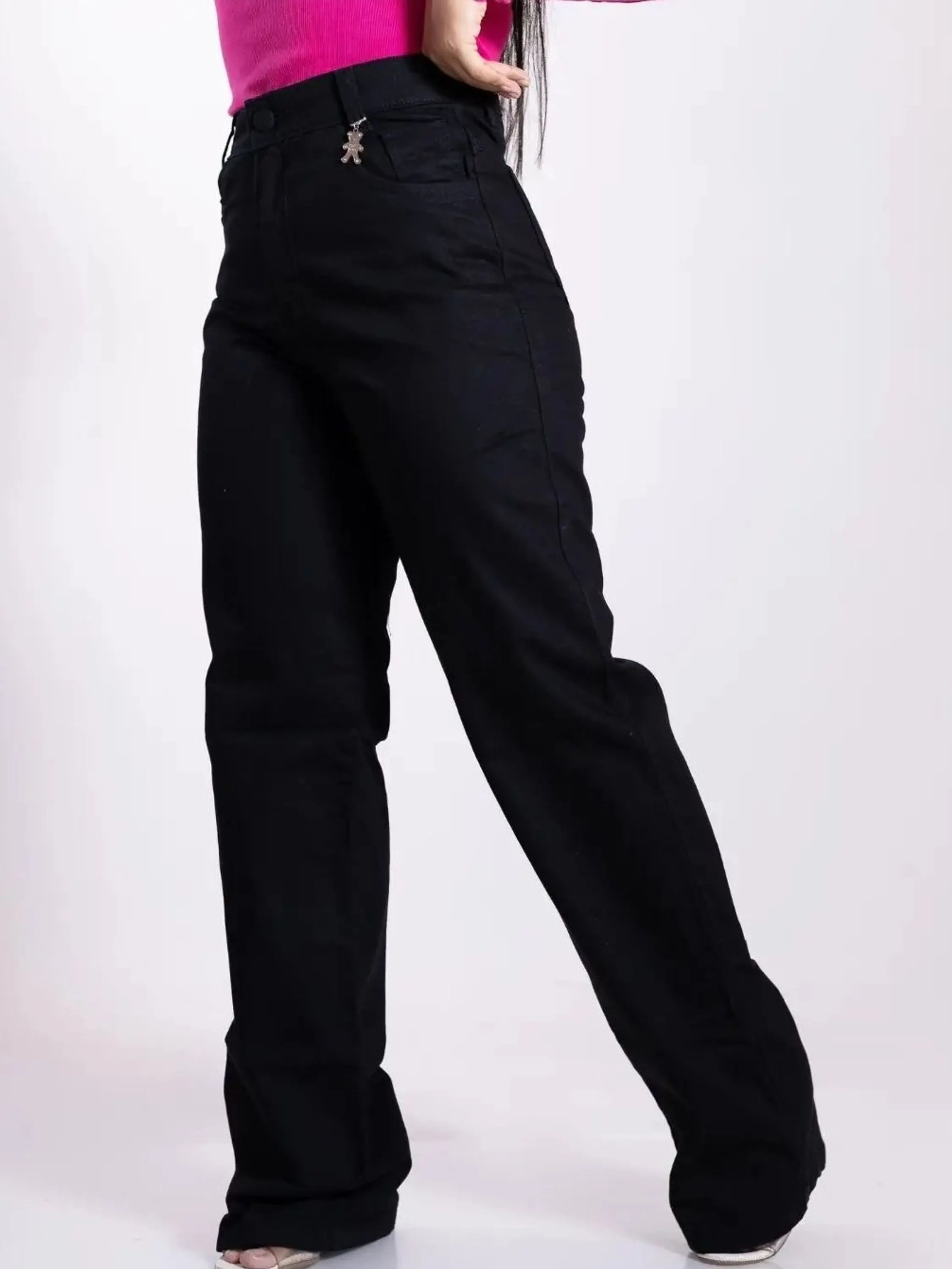 Calça wide leg preta jeans black pantalona feminina paul_a_beatri_z_jeans