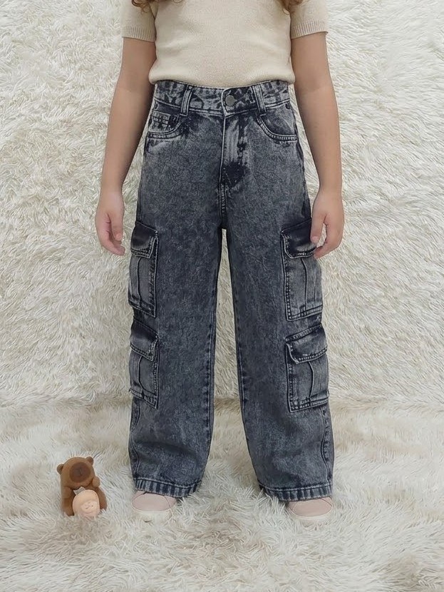 Calça cargo jeans infantil grafite