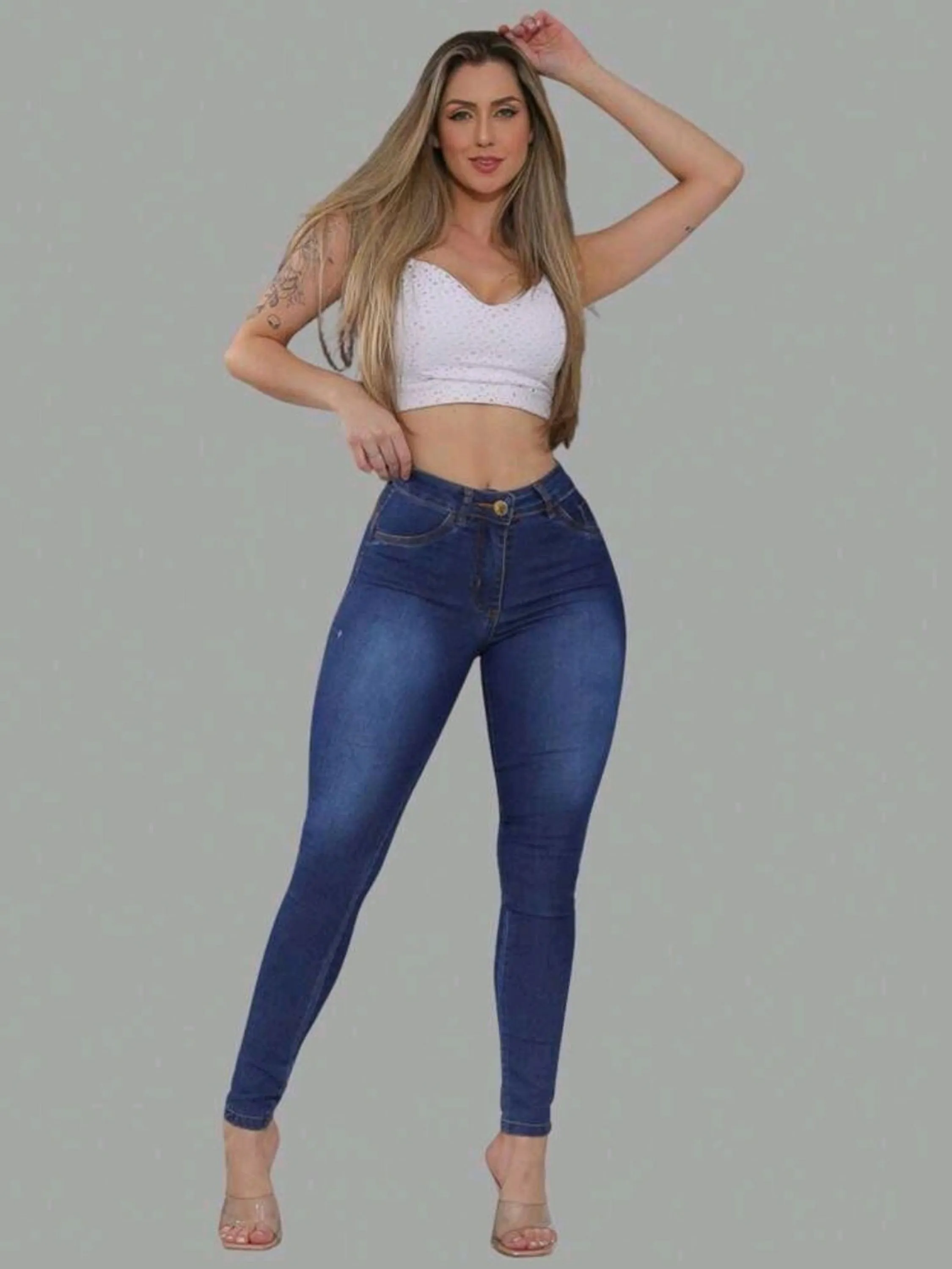 Calça jeans skinny feminina paul_a_ beatri_z_ jeans