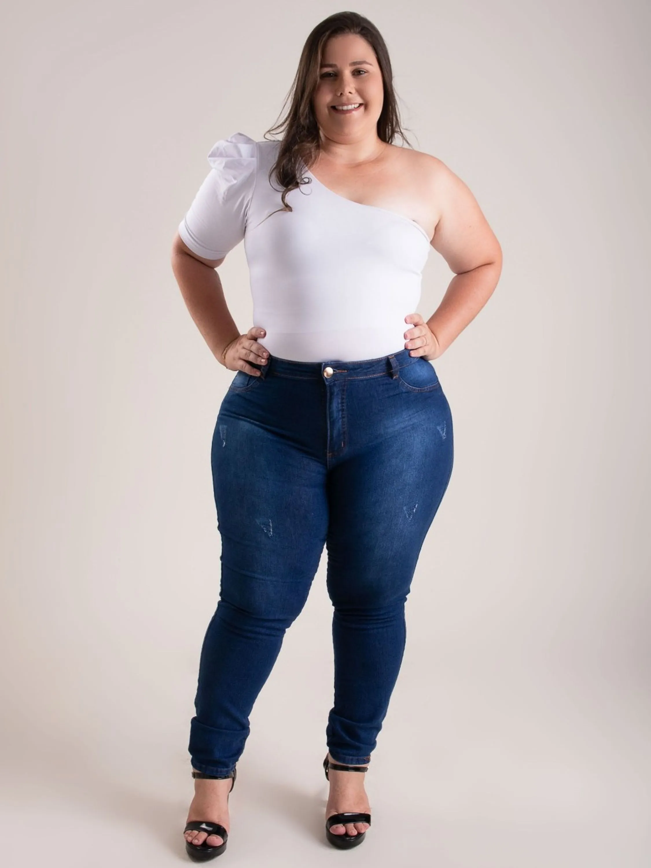 Calça plus size  jeans  skinny feminina paul_a_beatri_z_jeans