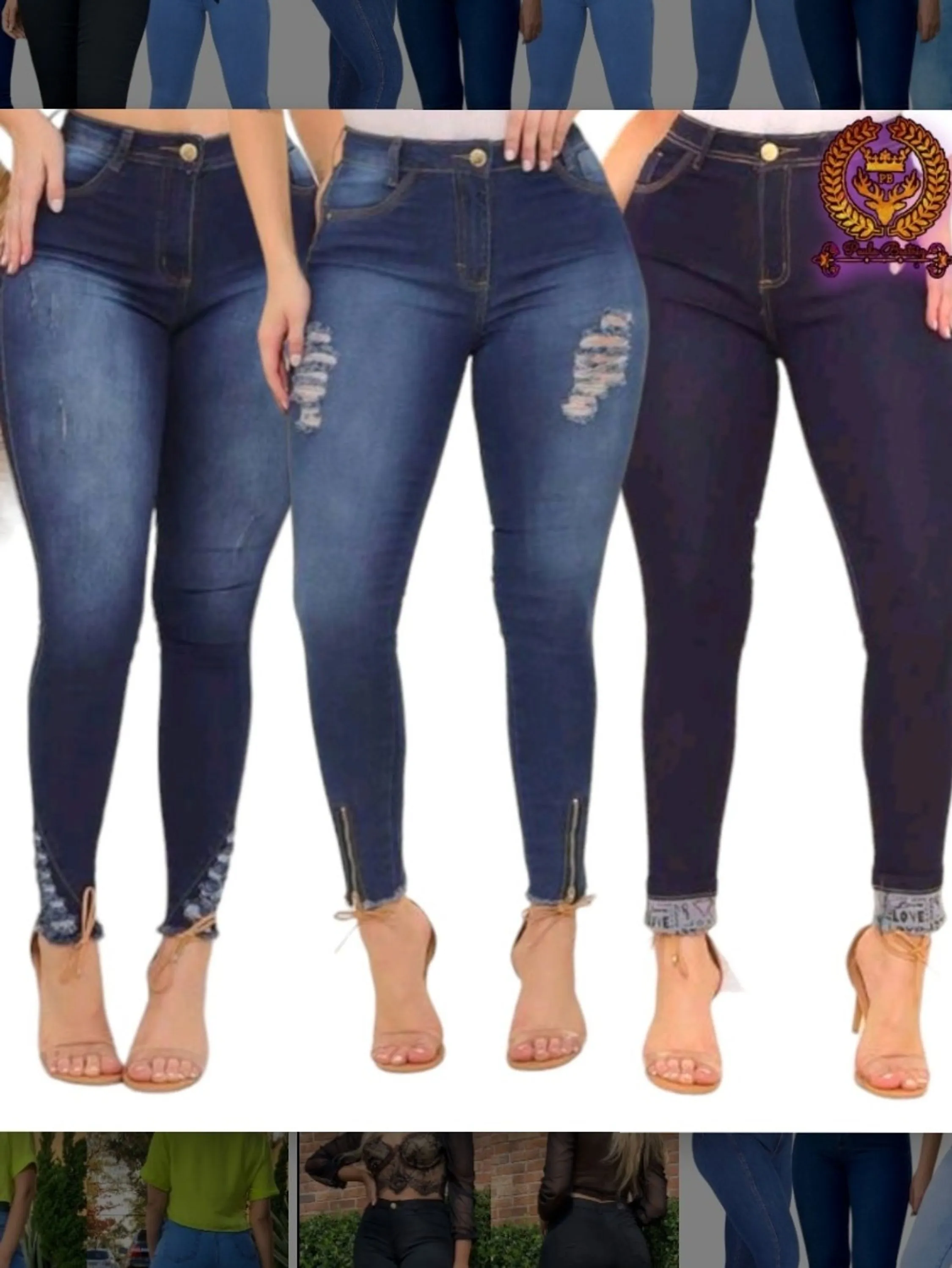 Kit 3 Calças jeans skinny feminina paul_a_beati_z_jeans