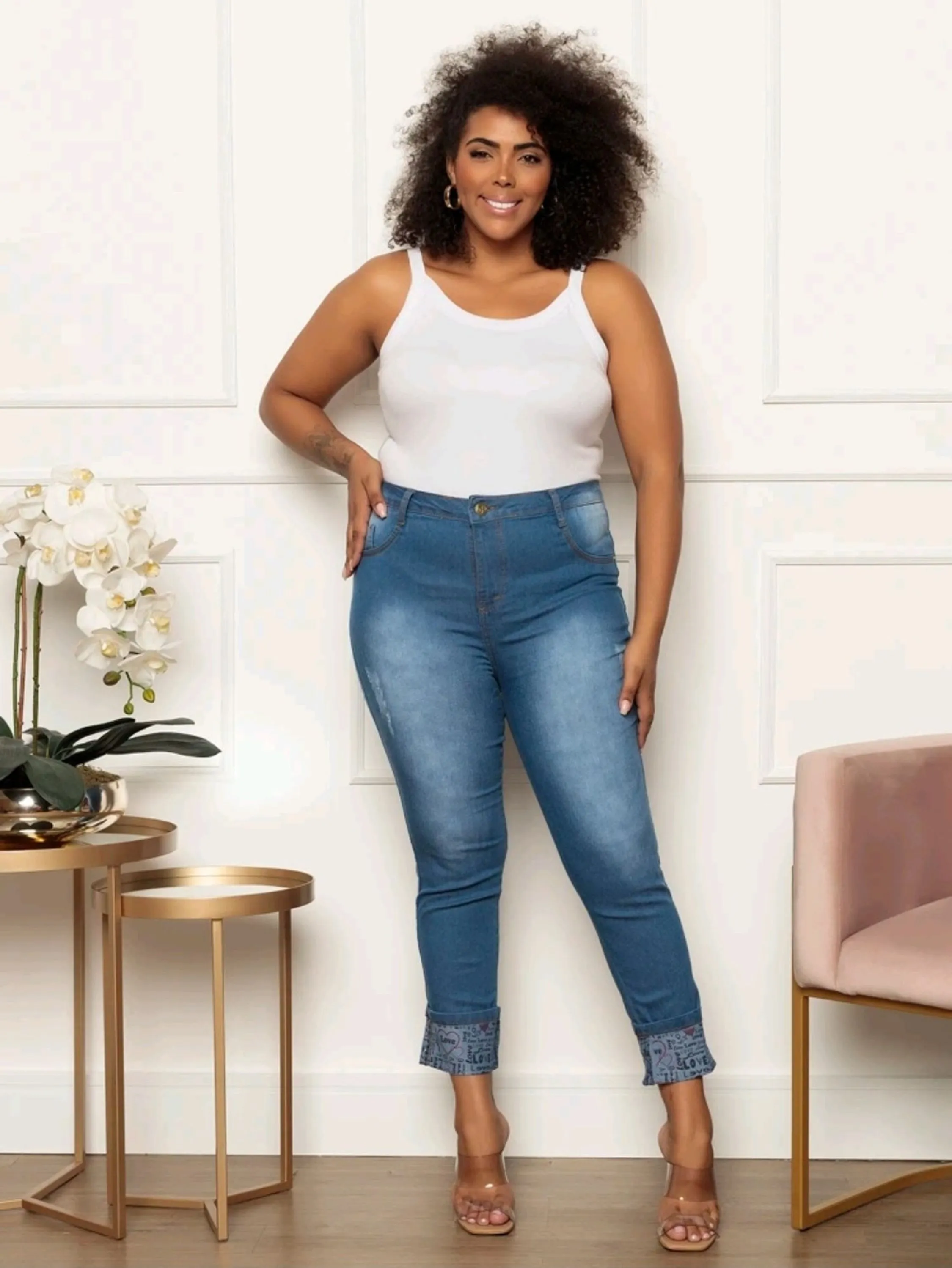 Calça plus size jeans skinny feminina paul_a_beatri_z_jeans